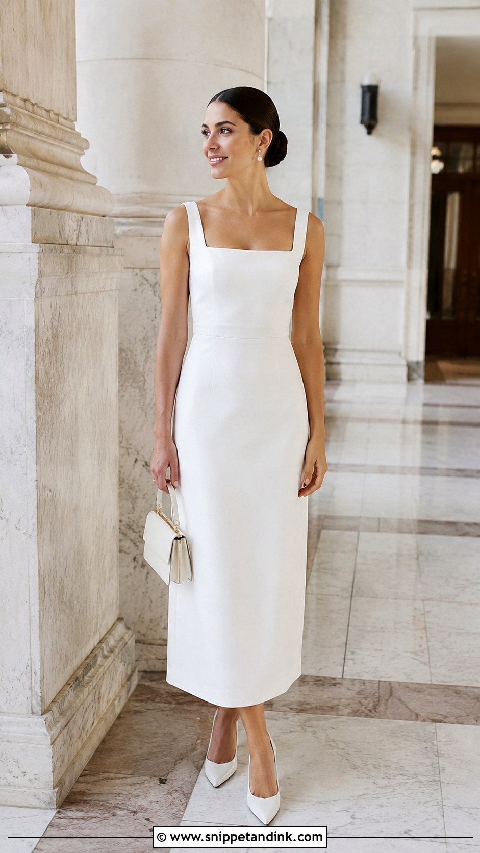 Plain White Midi Wedding Dress - Snippet and Ink - 25 Plain White Wedding Dress Ideas