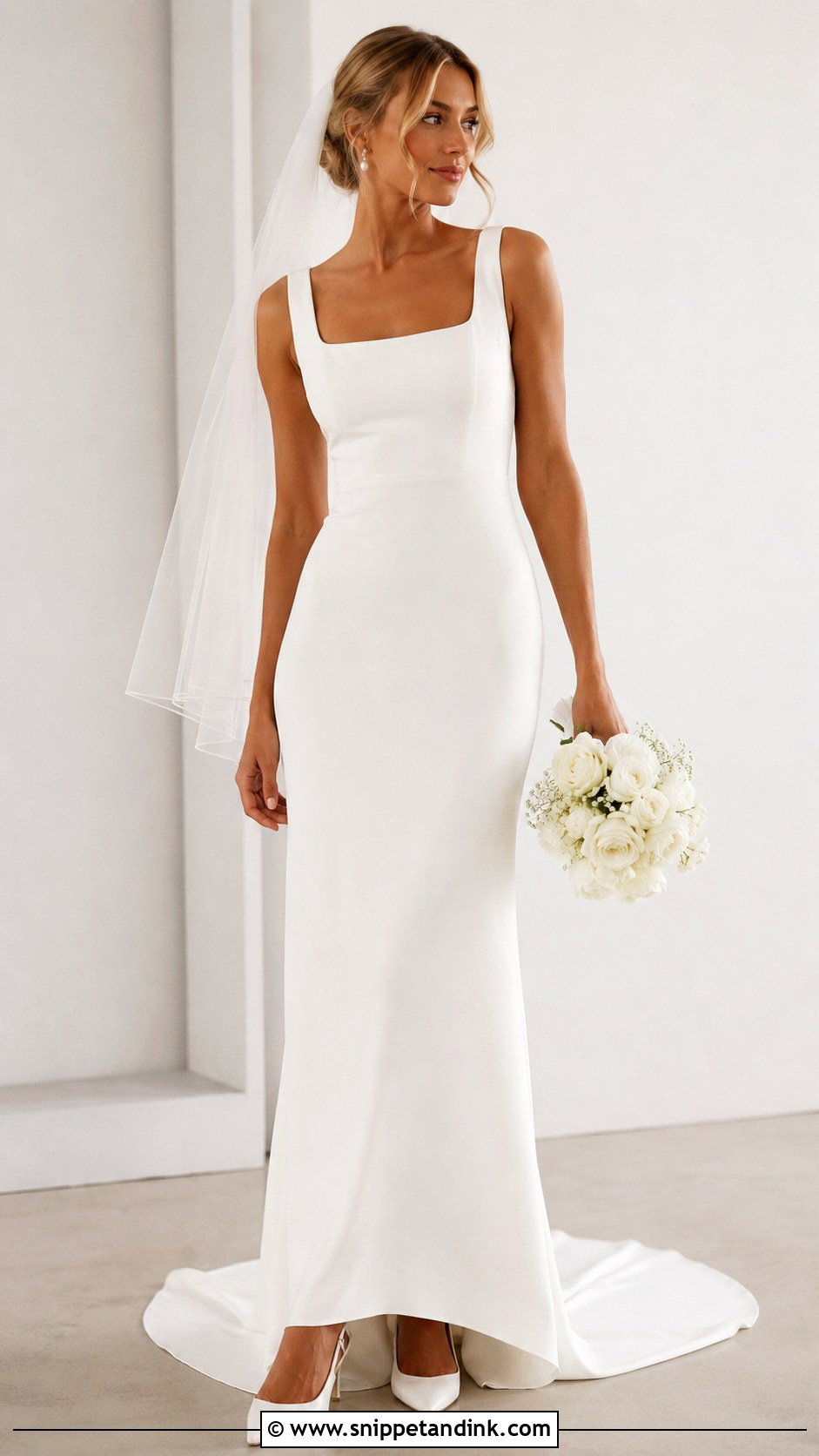 Plain White Square Neck Wedding Dress - Snippet and Ink - 25 Plain White Wedding Dress Ideas