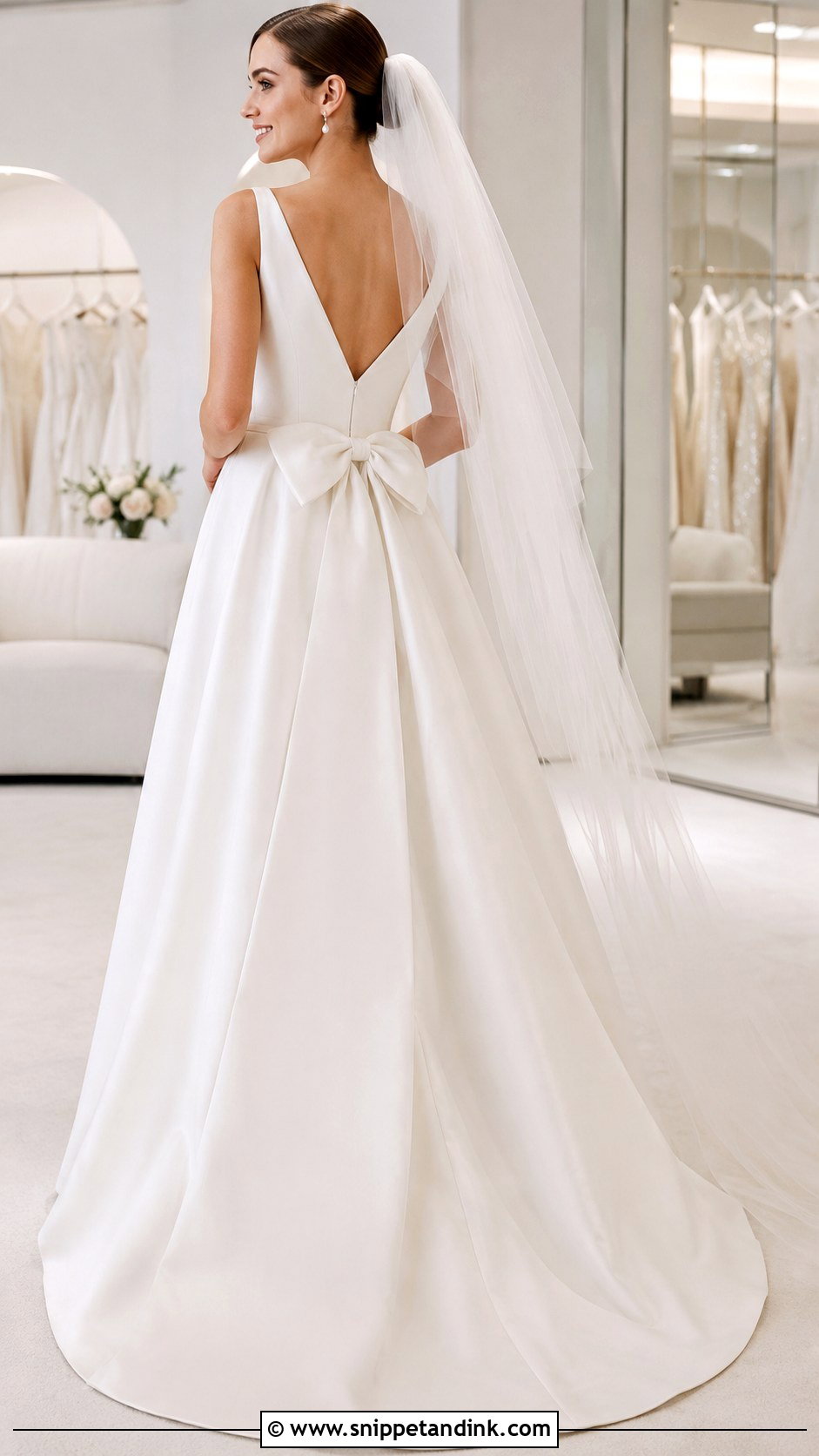 Plain White Wedding Dress With Bow - Snippet and Ink - 25 Plain White Wedding Dress Ideas