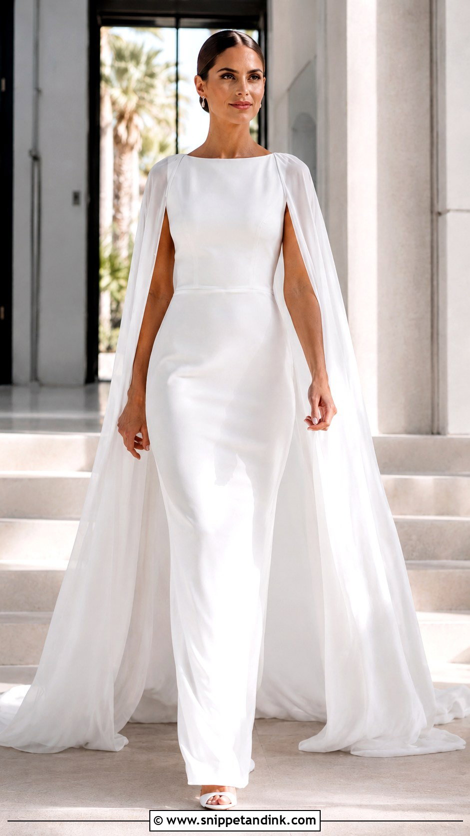 Plain White Wedding Dress With Cape - Snippet and Ink - 25 Plain White Wedding Dress Ideas