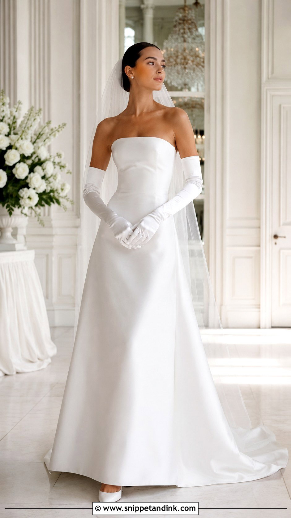 Plain White Wedding Dress With Gloves - Snippet and Ink - 25 Plain White Wedding Dress Ideas