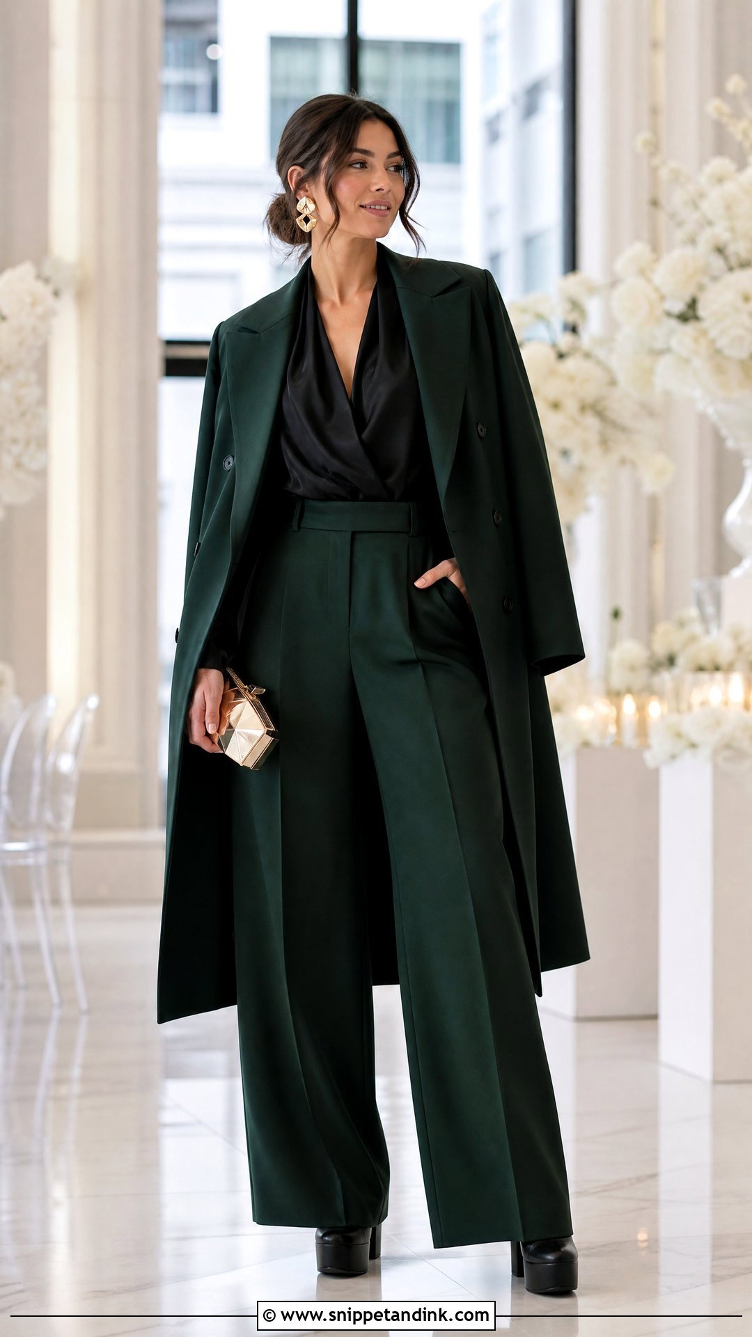 Platform Boots With Wide Leg Pantsuit - Snippet and Ink - 20 Winter Wedding Boots Ideas
