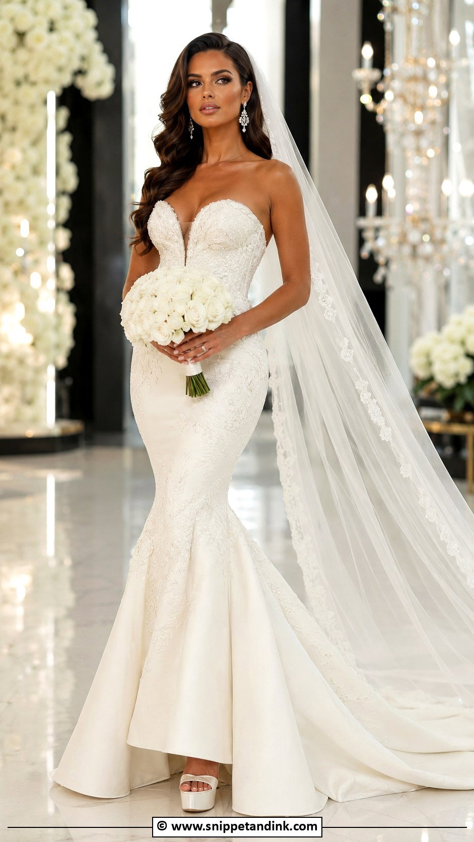 Platform Bridal Heels With A Mermaid Wedding Dress - Snippet and Ink - 30 Bridal Footwear Ideas