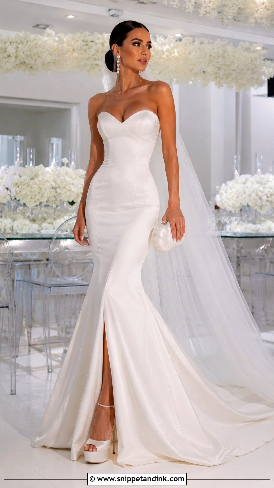Platform Heels With Mermaid Gown Bride Outfit - Snippet and Ink - 20 Heels Bride Ideas