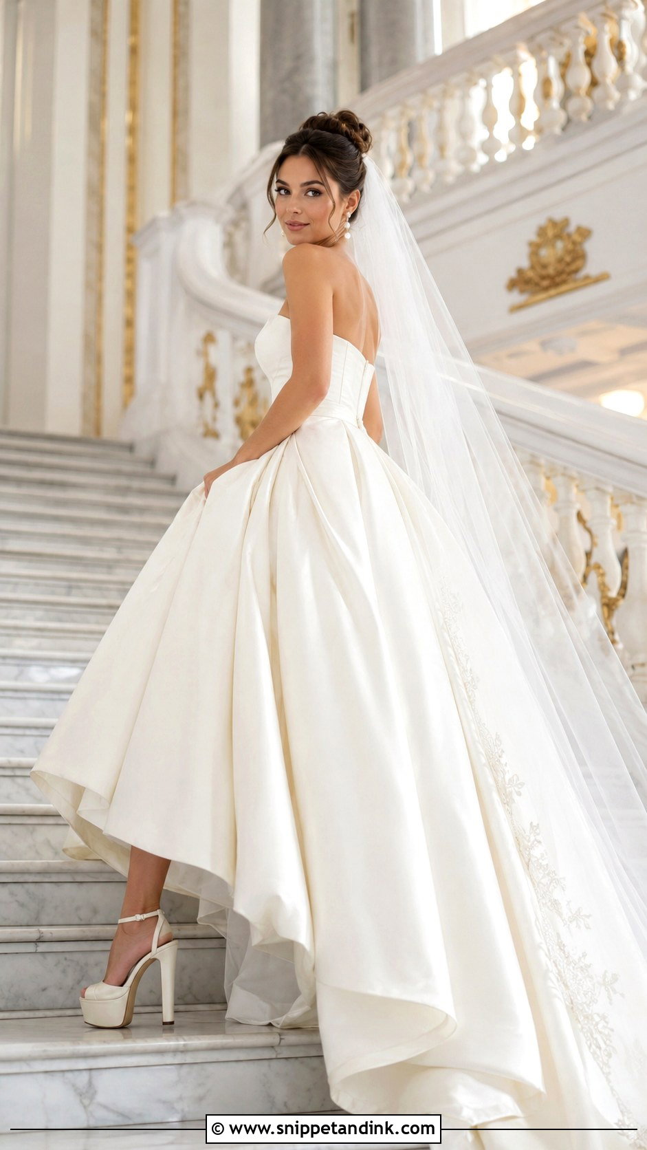 Platform Wedding Heels With Ball Gown - Snippet and Ink - 20 Aesthetic Wedding Heels Ideas