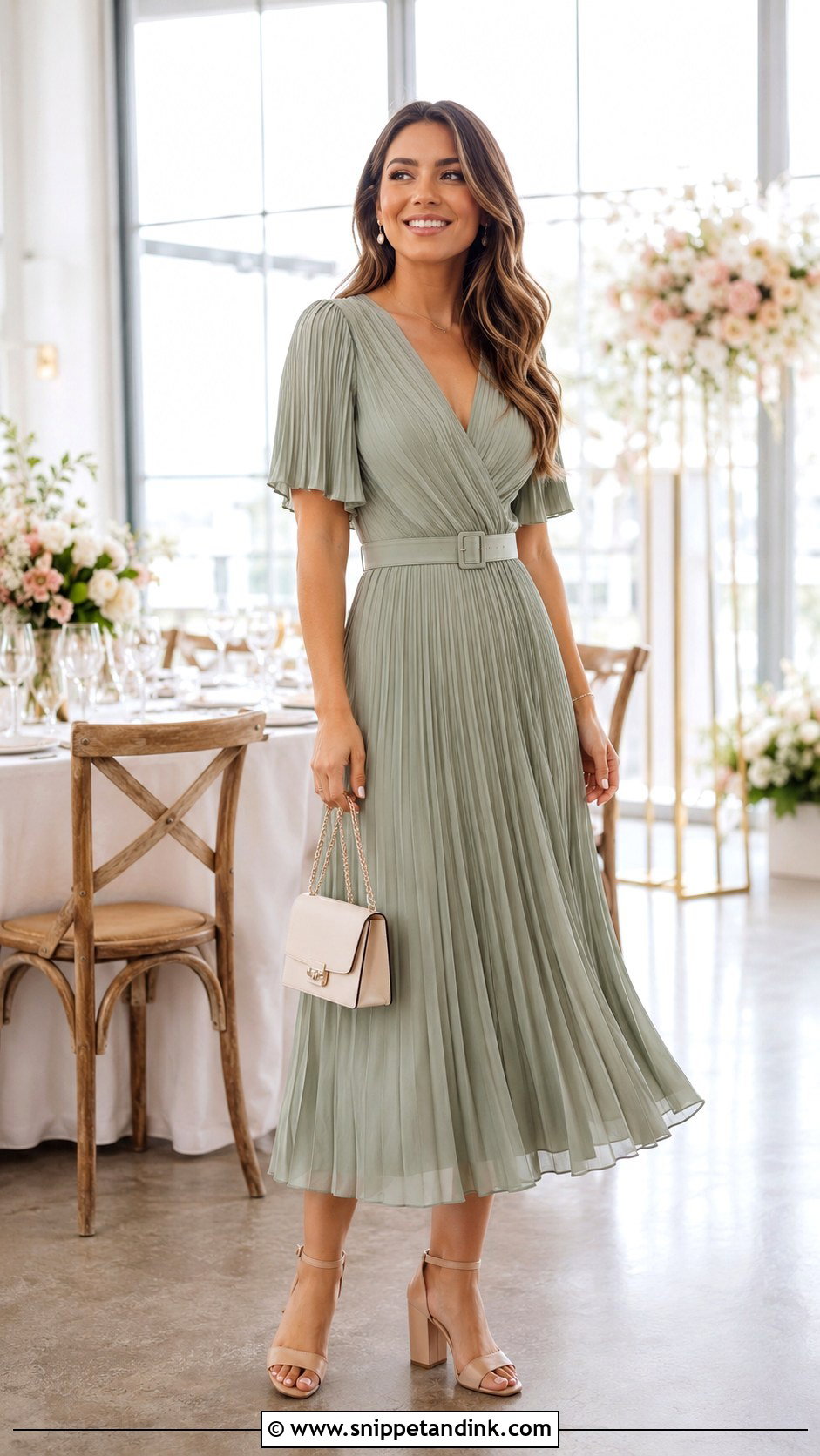 Pleated Anniversary Dress With Waist Belt - Snippet and Ink - 25 Wedding Anniversary Dress Ideas