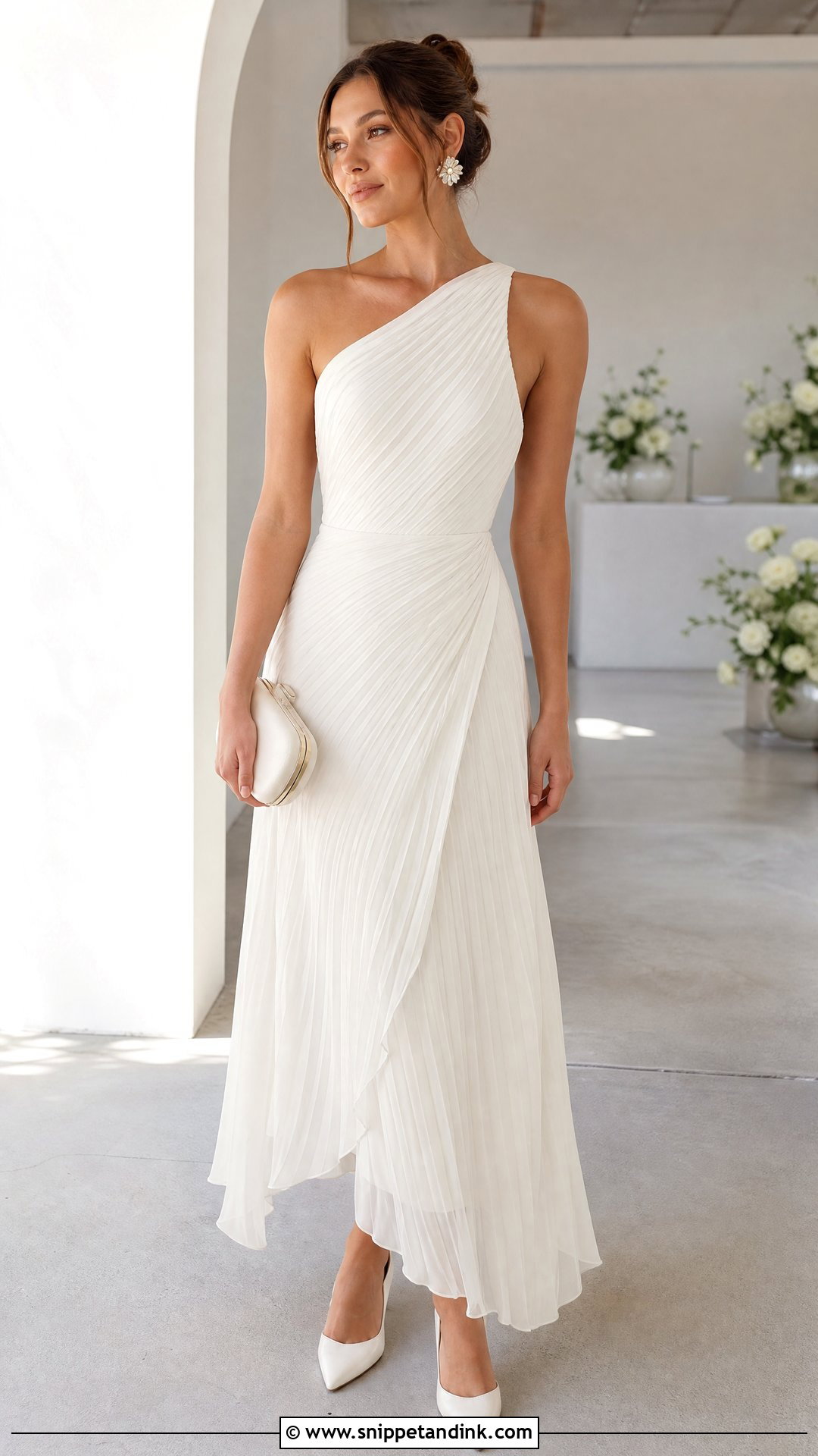 Pleated Asymmetrical Wedding Dress - Snippet and Ink - 20 Wedding Dress for Small Bust Ideas