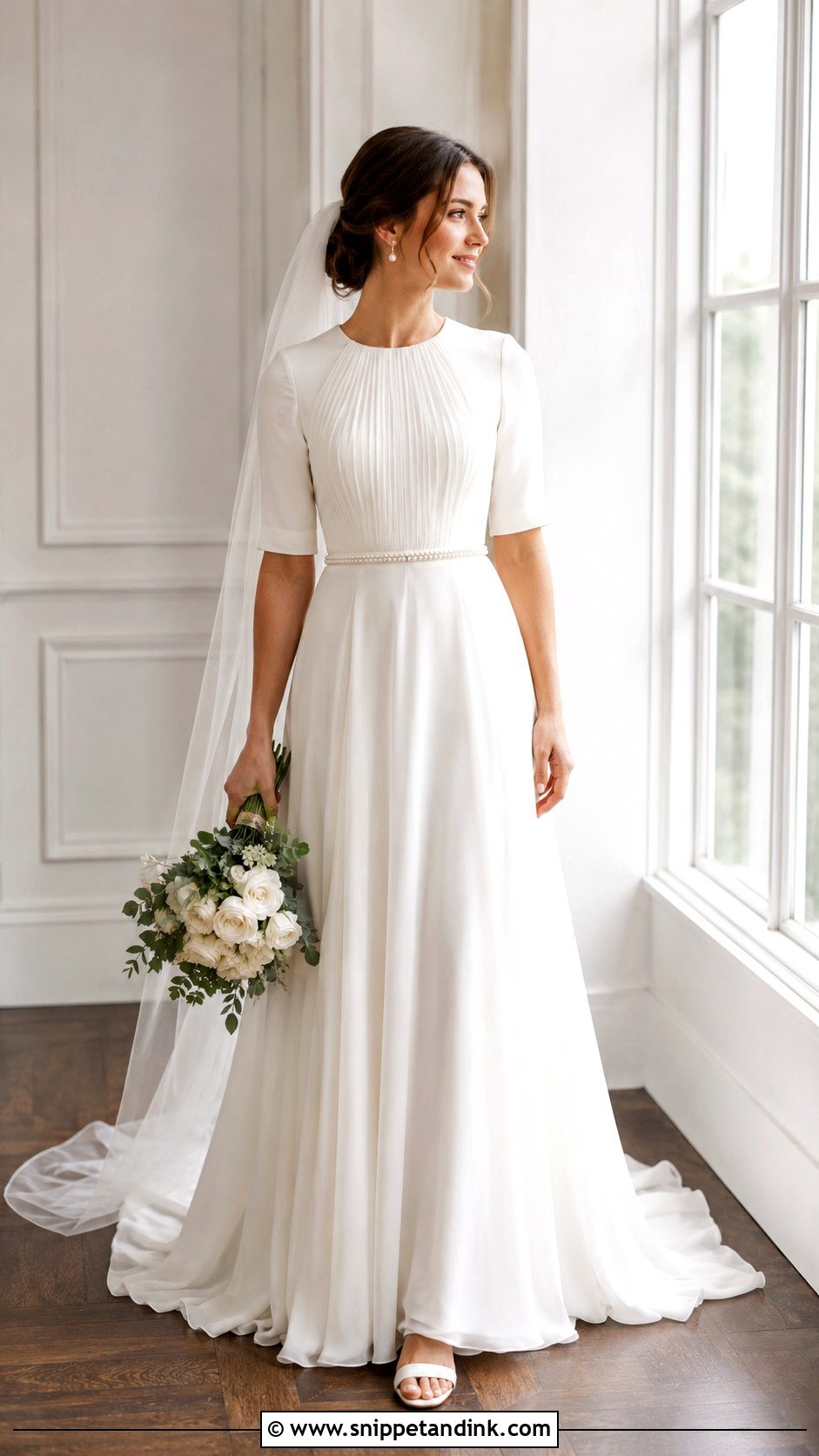 Pleated Bodice A Line Wedding Dress - Snippet and Ink - 20 Modest a Line Wedding Dress Ideas