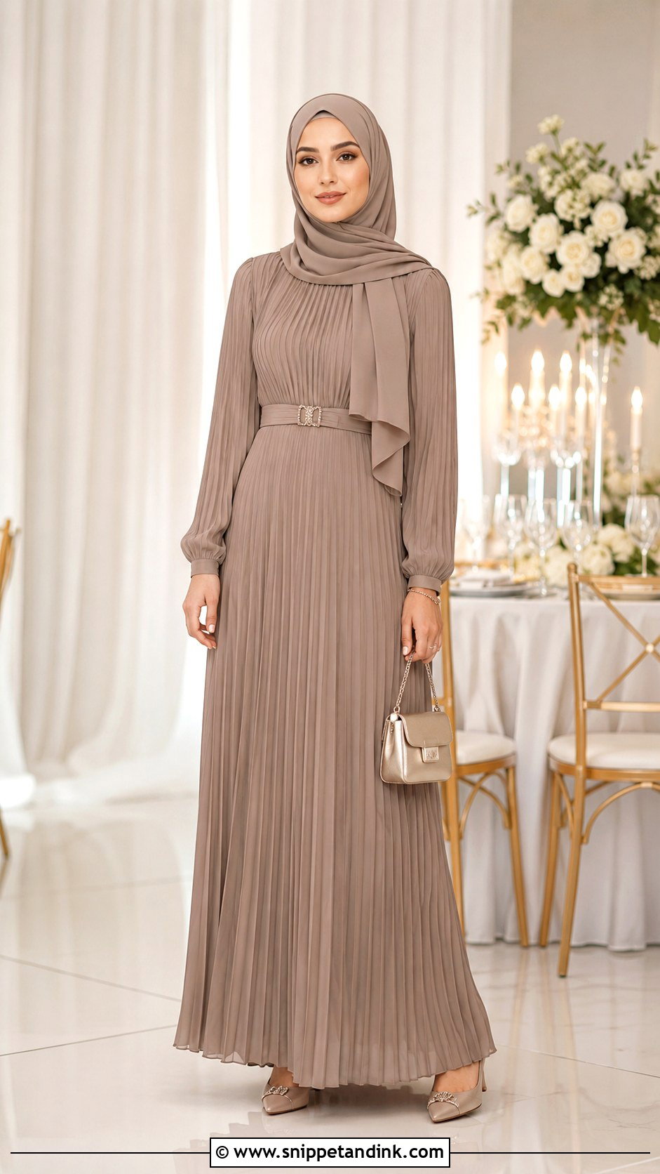 Pleated Bridesmaid Hijab Dress - Snippet and Ink - 25 Braidsmaid Hijab Style Ideas
