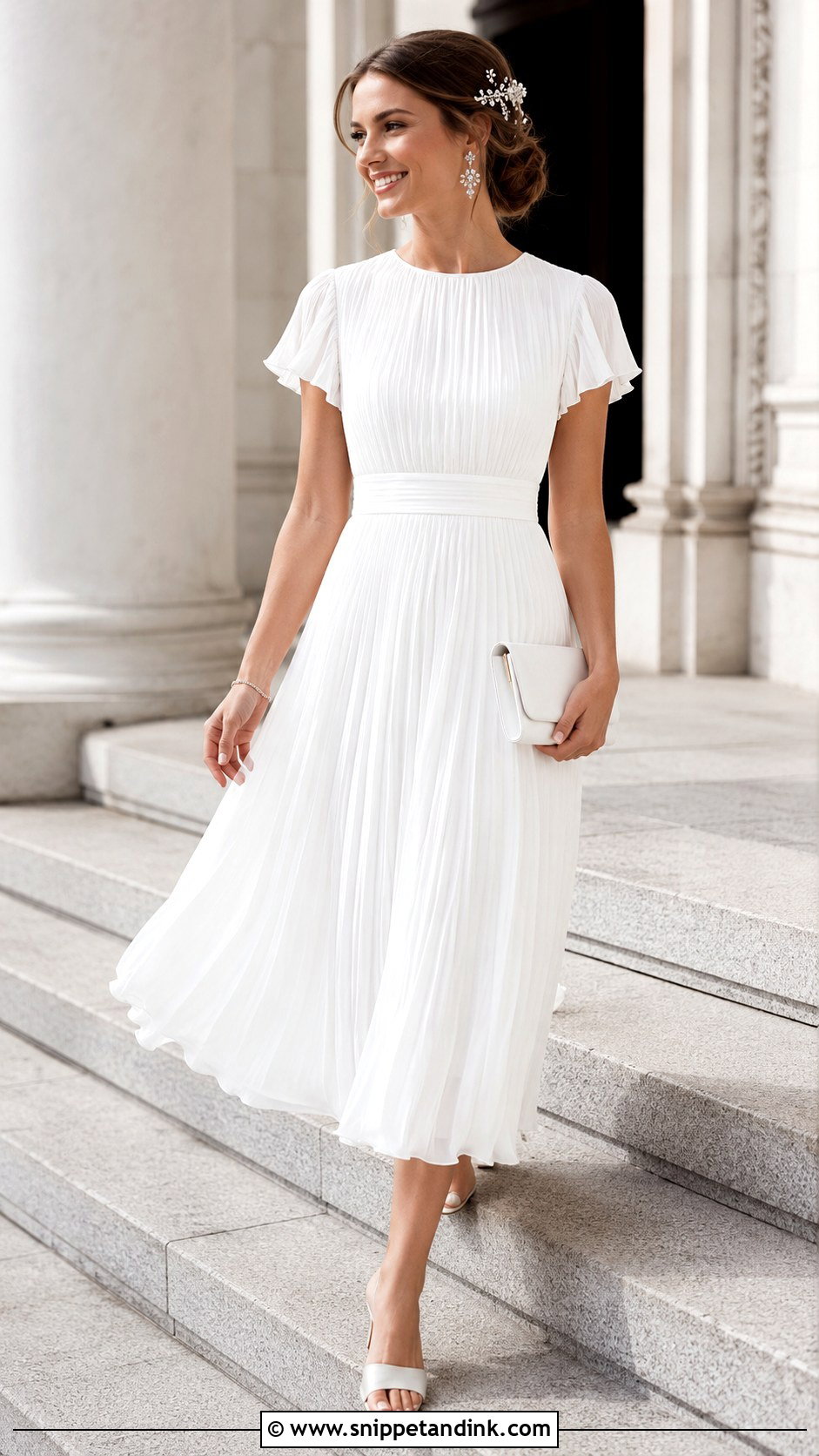 Pleated Chiffon Civil Court Wedding Dress - Snippet and Ink - 20 Civil Court Wedding Dresses