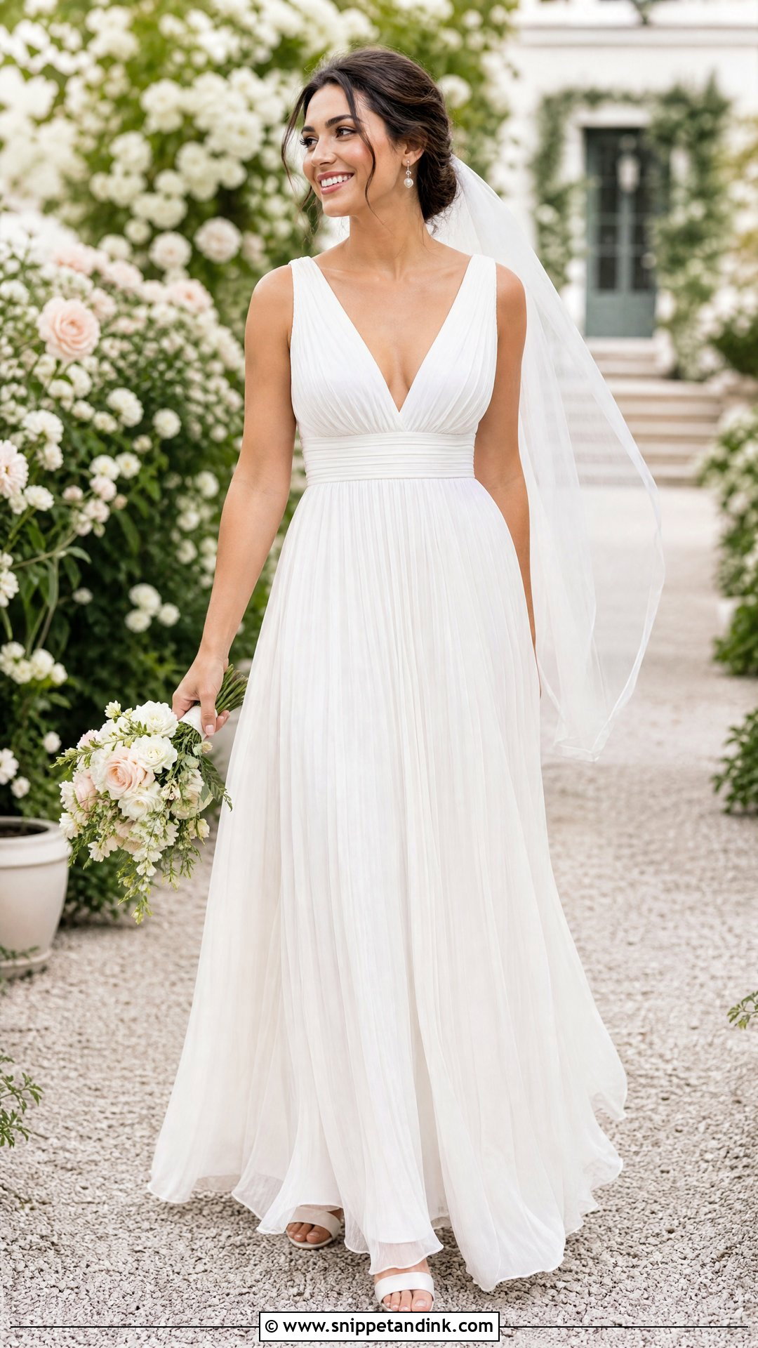 Pleated Chiffon Empire Wedding Dress - Snippet and Ink - 20 No Lace Wedding Dresses