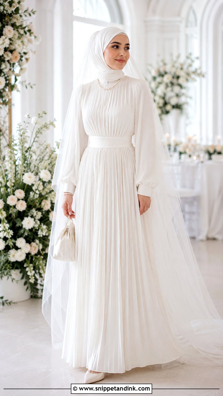 Pleated Chiffon Hijab Wedding Dress - Snippet and Ink - 20 Muslim Wedding Dress Hijab Bride Simple Ideas