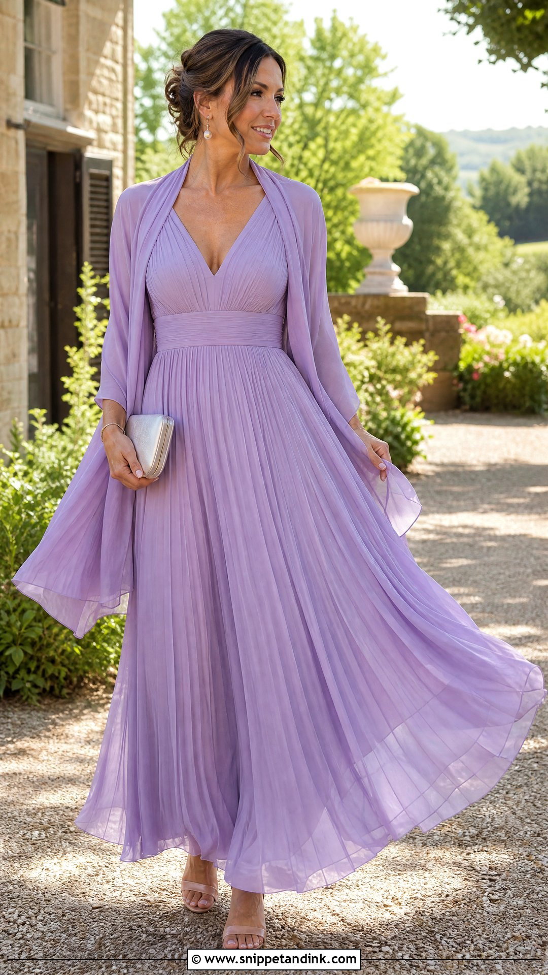 Pleated Chiffon Maxi Dress Wedding Outfit - Snippet and Ink - 20 Wedding Wear for Women Ideas