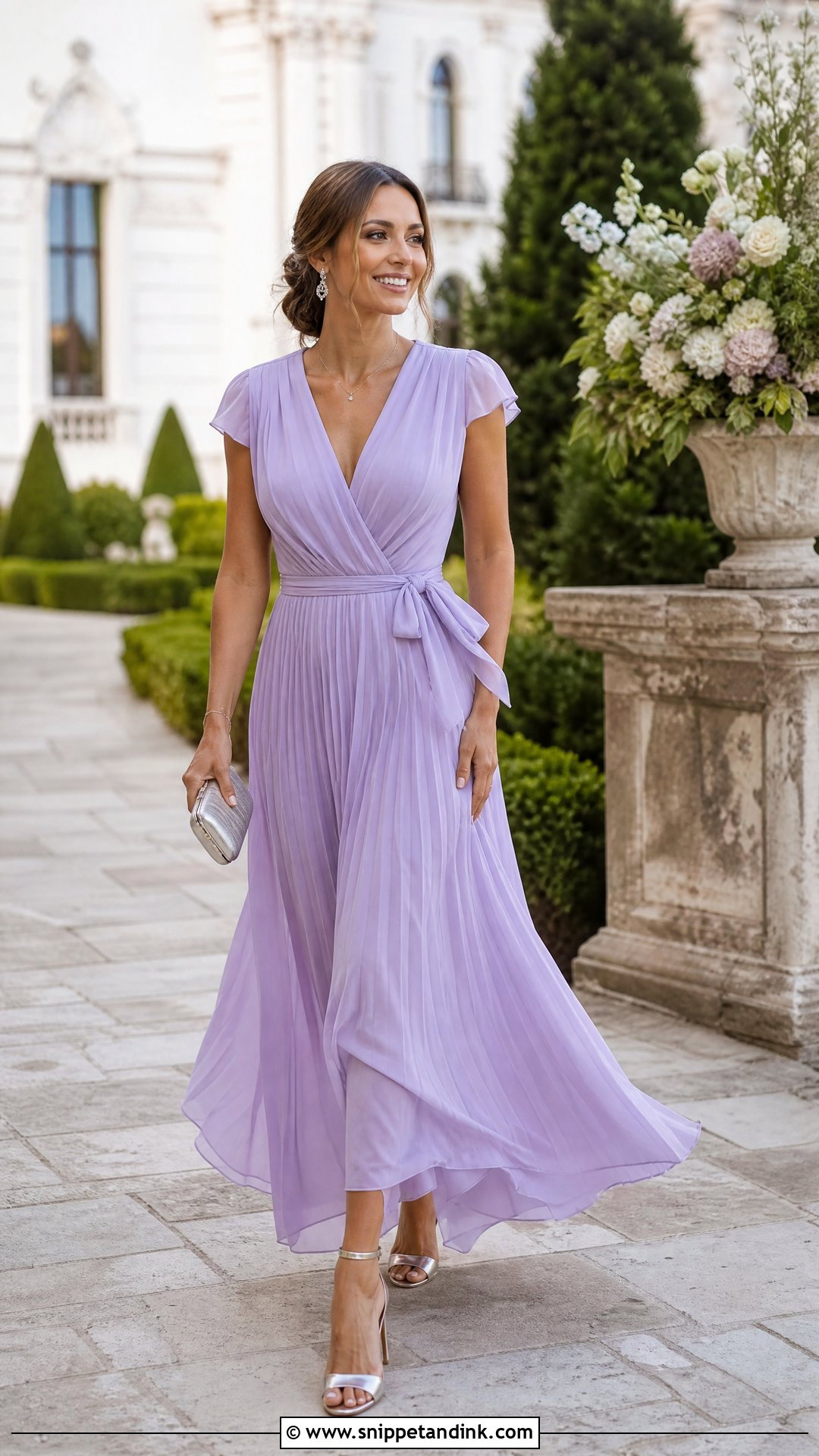Pleated Chiffon Maxi Dress for Sisters Wedding - Snippet and Ink - 20 Outfit for Sisters Wedding Ideas
