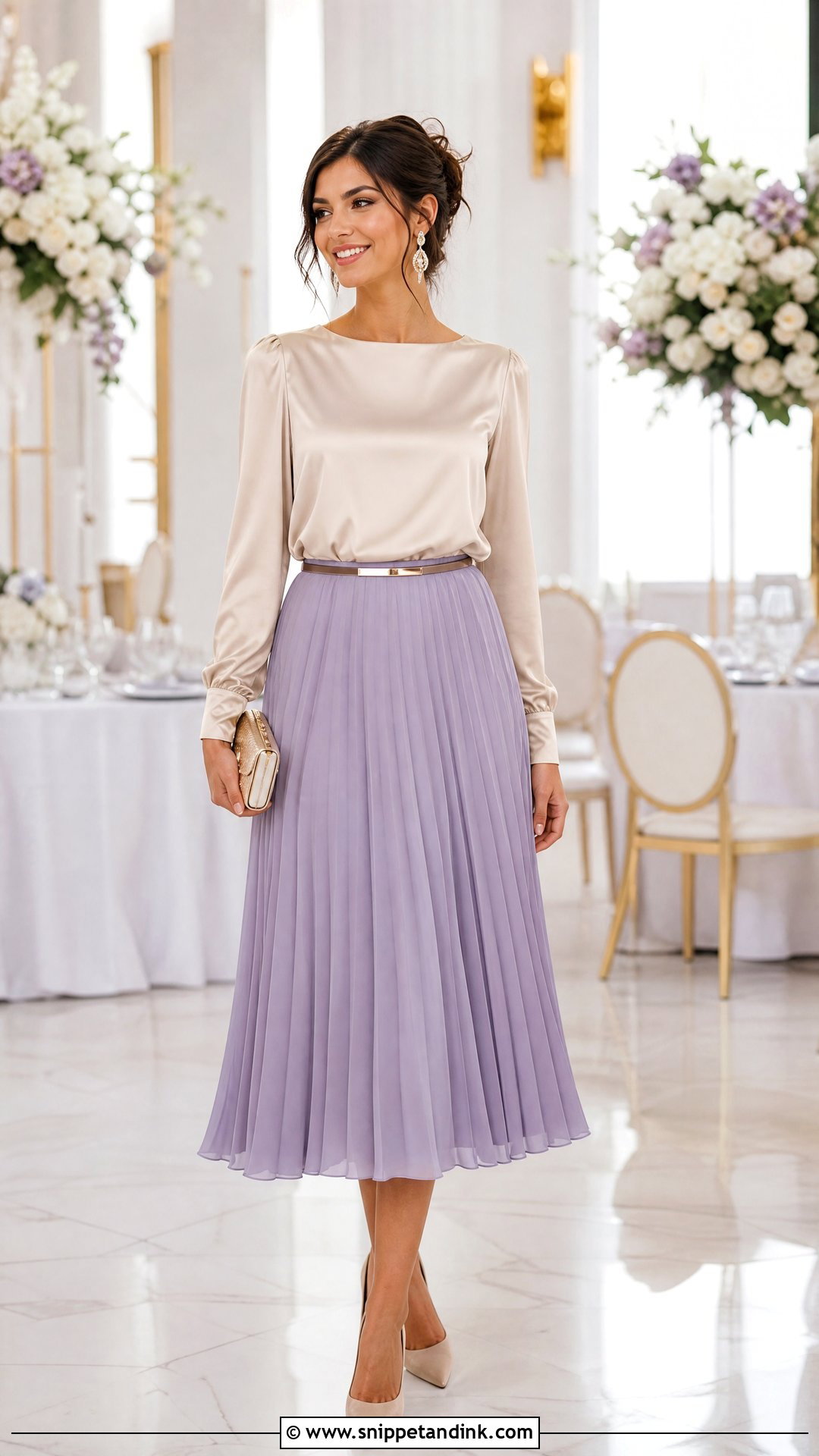 Pleated Chiffon Skirt Wedding Outfit - Snippet and Ink - 20 Skirts for Wedding Ideas