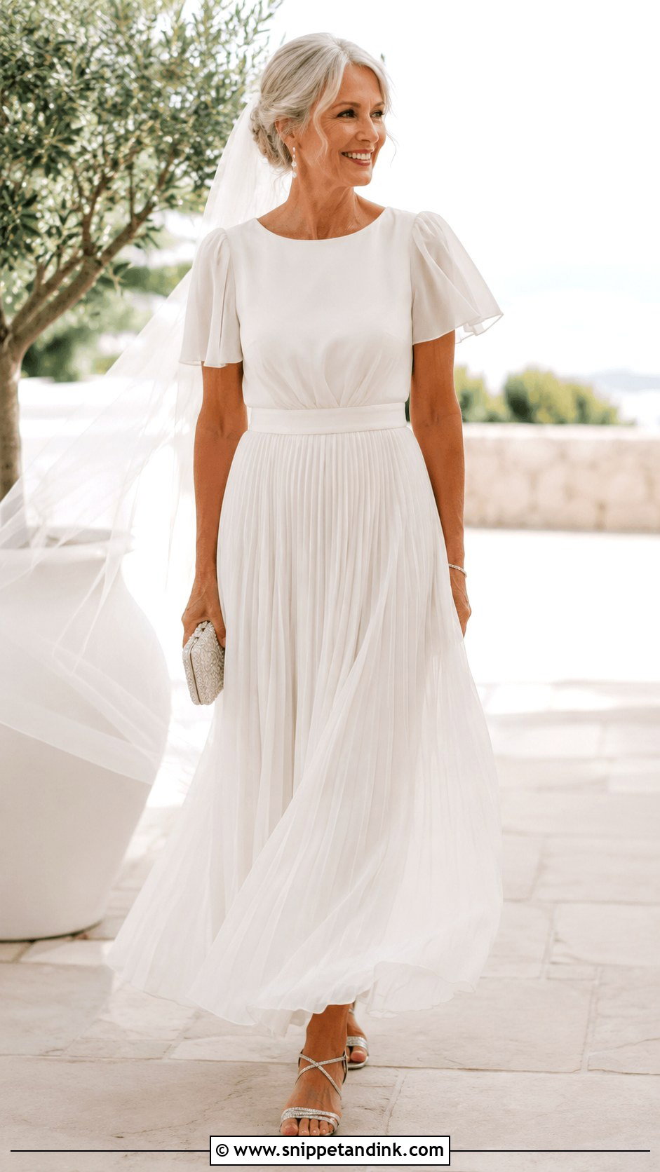 Pleated Chiffon Wedding Dress - Snippet and Ink - 20 Wedding Dresses for Older Brides