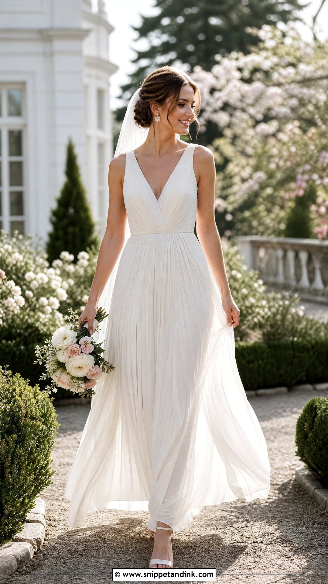 Pleated Chiffon Wedding Dress - Snippet and Ink - 25 Pleated Wedding Dress Ideas