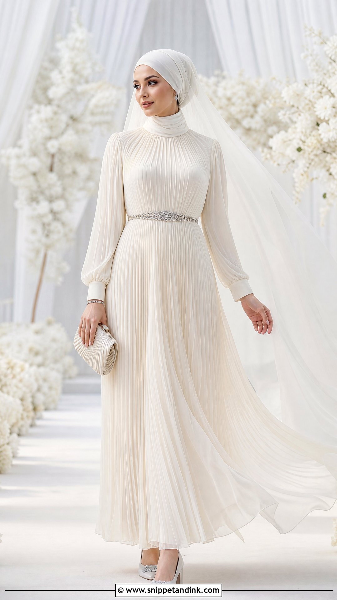Pleated Chiffon Wedding Dress With Hijab - Snippet and Ink - 20 Wedding Dresses with Hijab