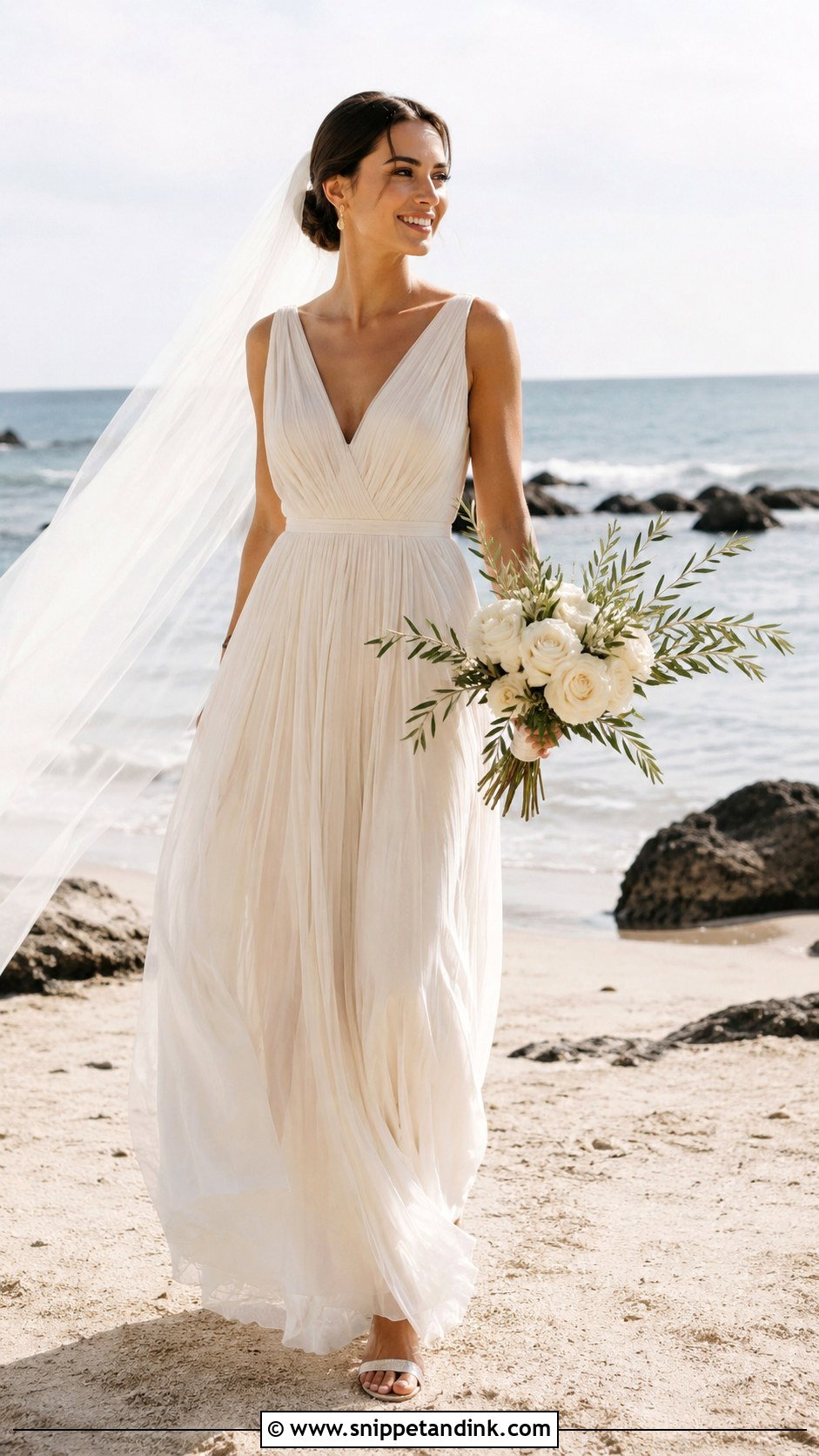 Pleated Chiffon Wedding Dress - Snippet and Ink - 25 Ethereal Wedding Dress Goddesses Ideas