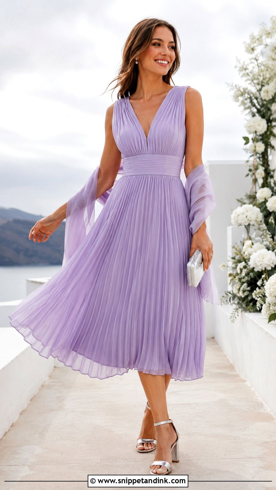 Pleated Chiffon Wedding Guest Dress - Snippet and Ink - 20 One Piece Dress for Wedding Ideas