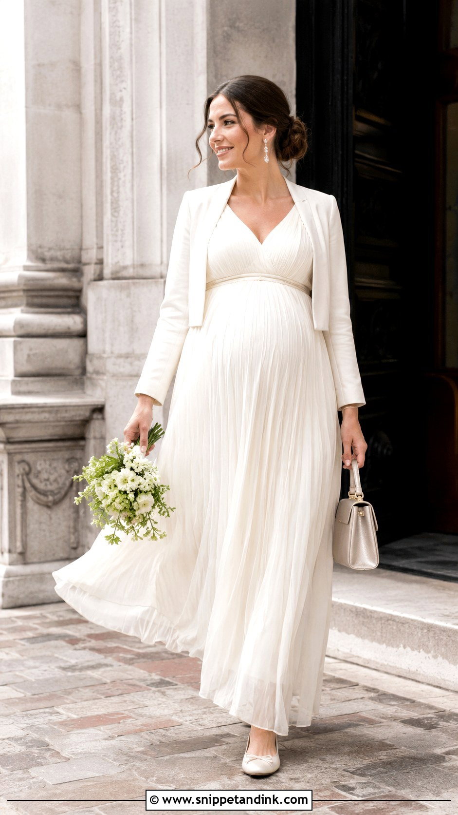Pleated Civil Wedding Dress for Pregnant Bride - Snippet and Ink - 20 Civil Wedding Dress for Pregnant Bride Ideas