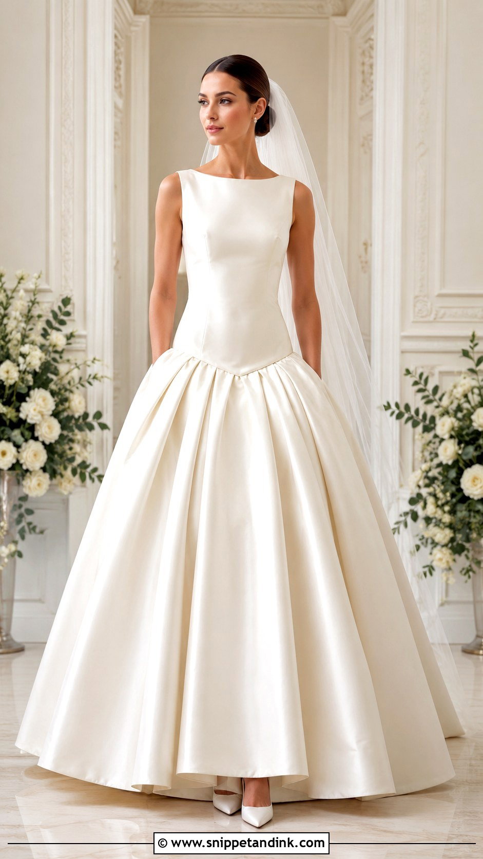 Pleated Drop Waist Ball Gown Wedding Dress - Snippet and Ink - 25 Drop Waist Wedding Dress Ball Gown Ideas