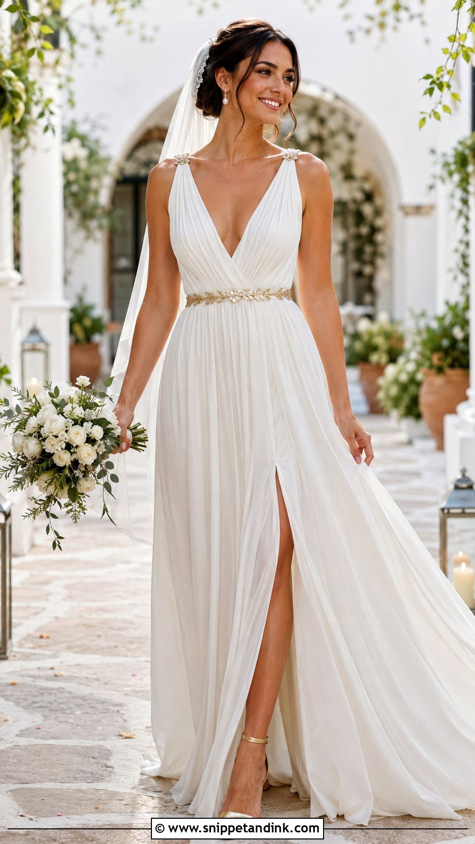 Pleated Greek Goddess Wedding Dress - Snippet and Ink - 25 Greek Goddess Wedding Dress Ideas