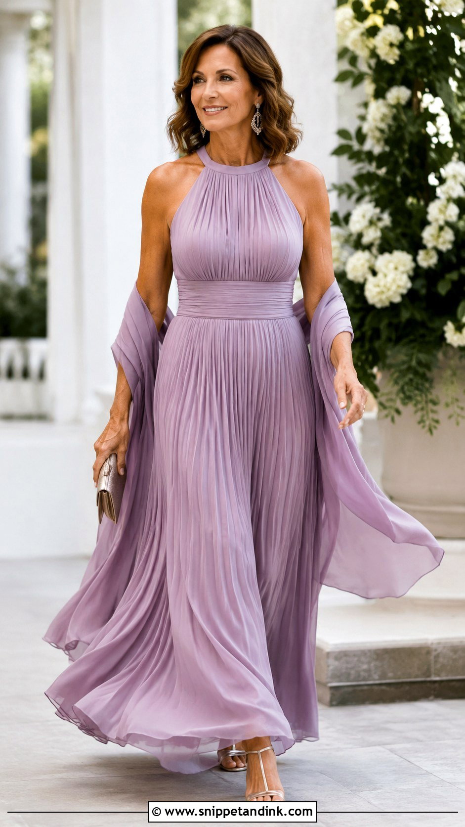 Pleated Halter Mother Of The Bride Dress - Snippet and Ink - 20 Moms Wedding Dress Ideas
