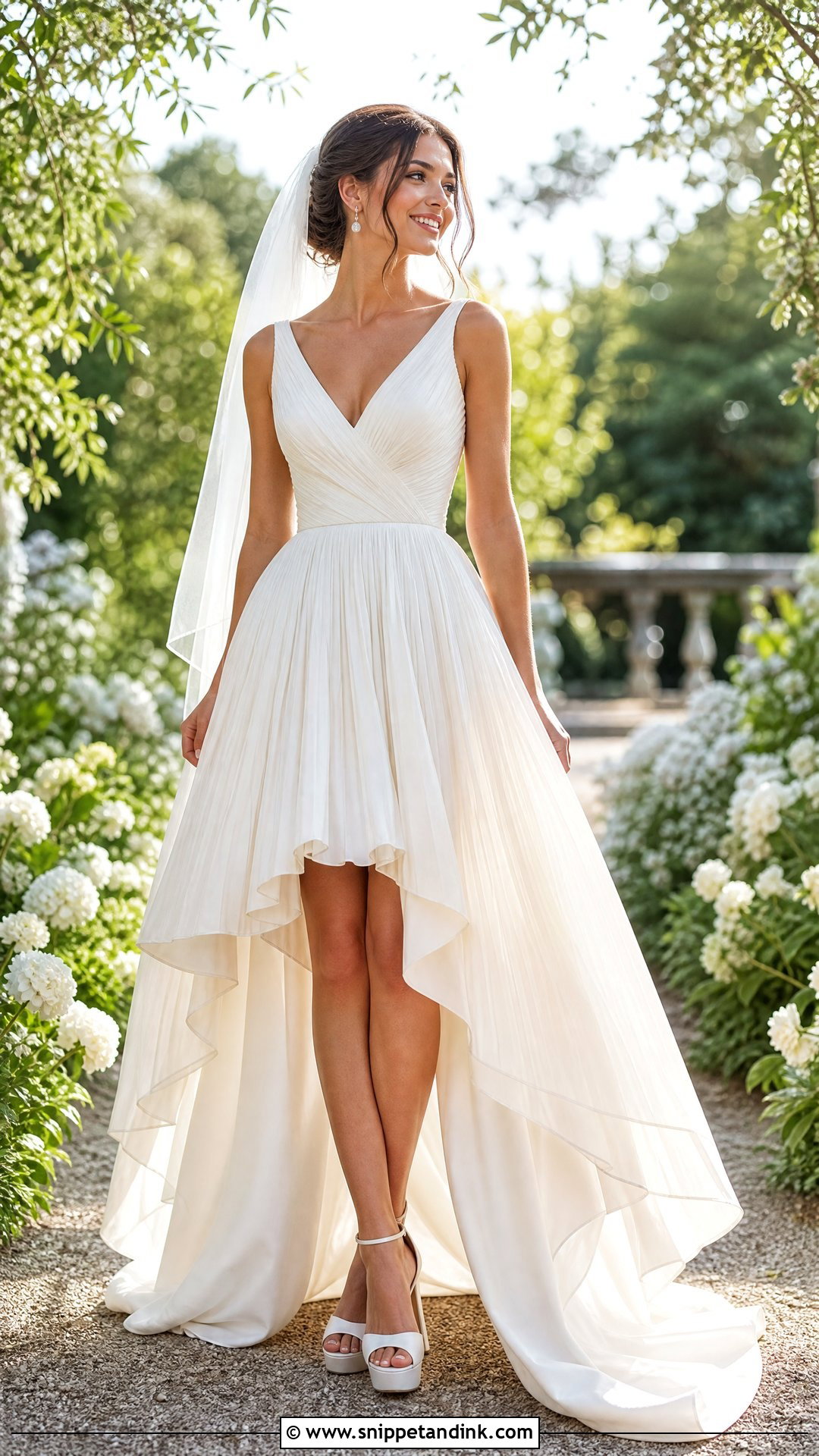 Pleated High Low Wedding Dress - Snippet and Ink - 25 Pleated Wedding Dress Ideas