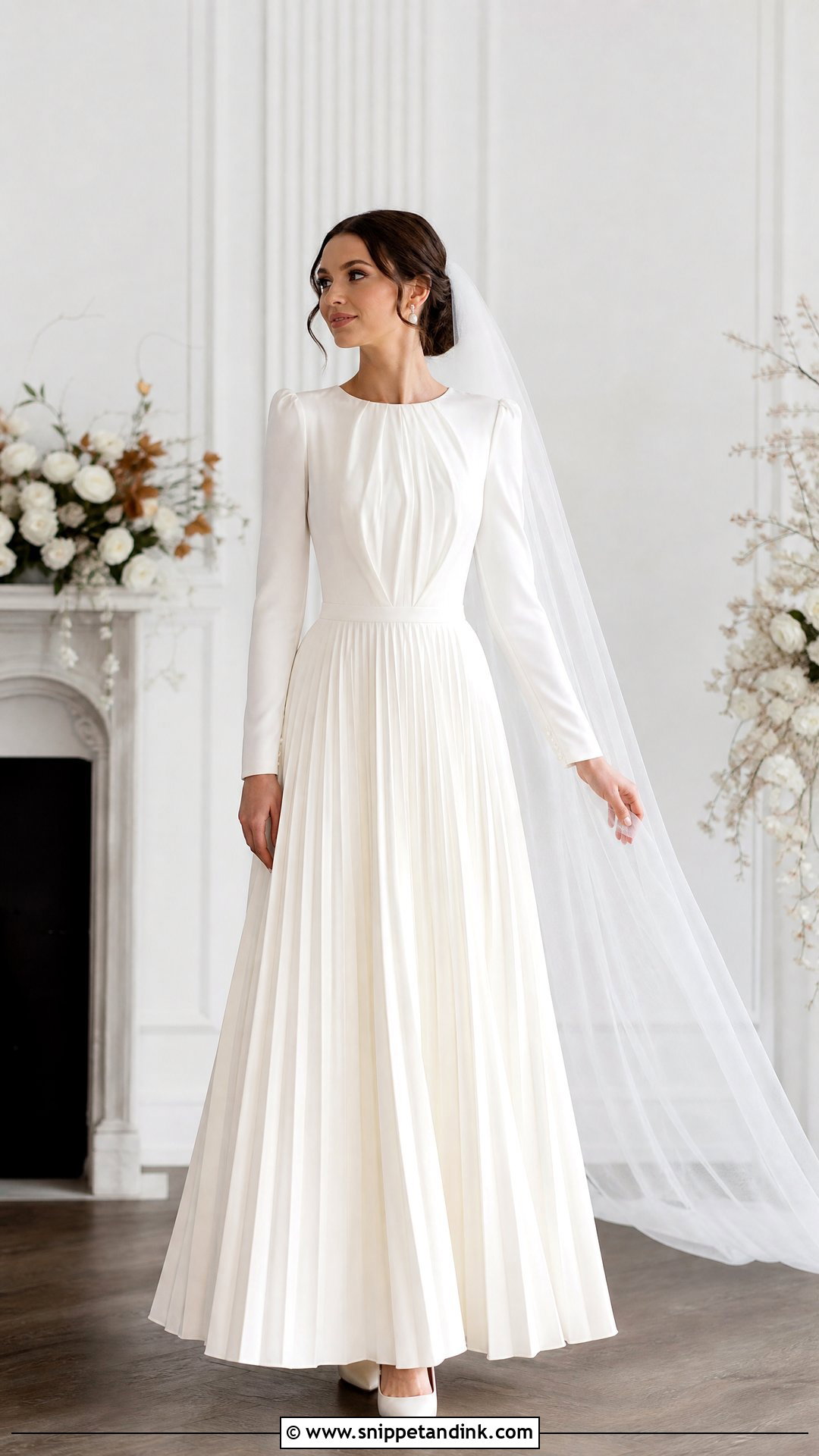 Pleated Long Sleeve Wedding Dress - Snippet and Ink - 25 Pleated Wedding Dress Ideas