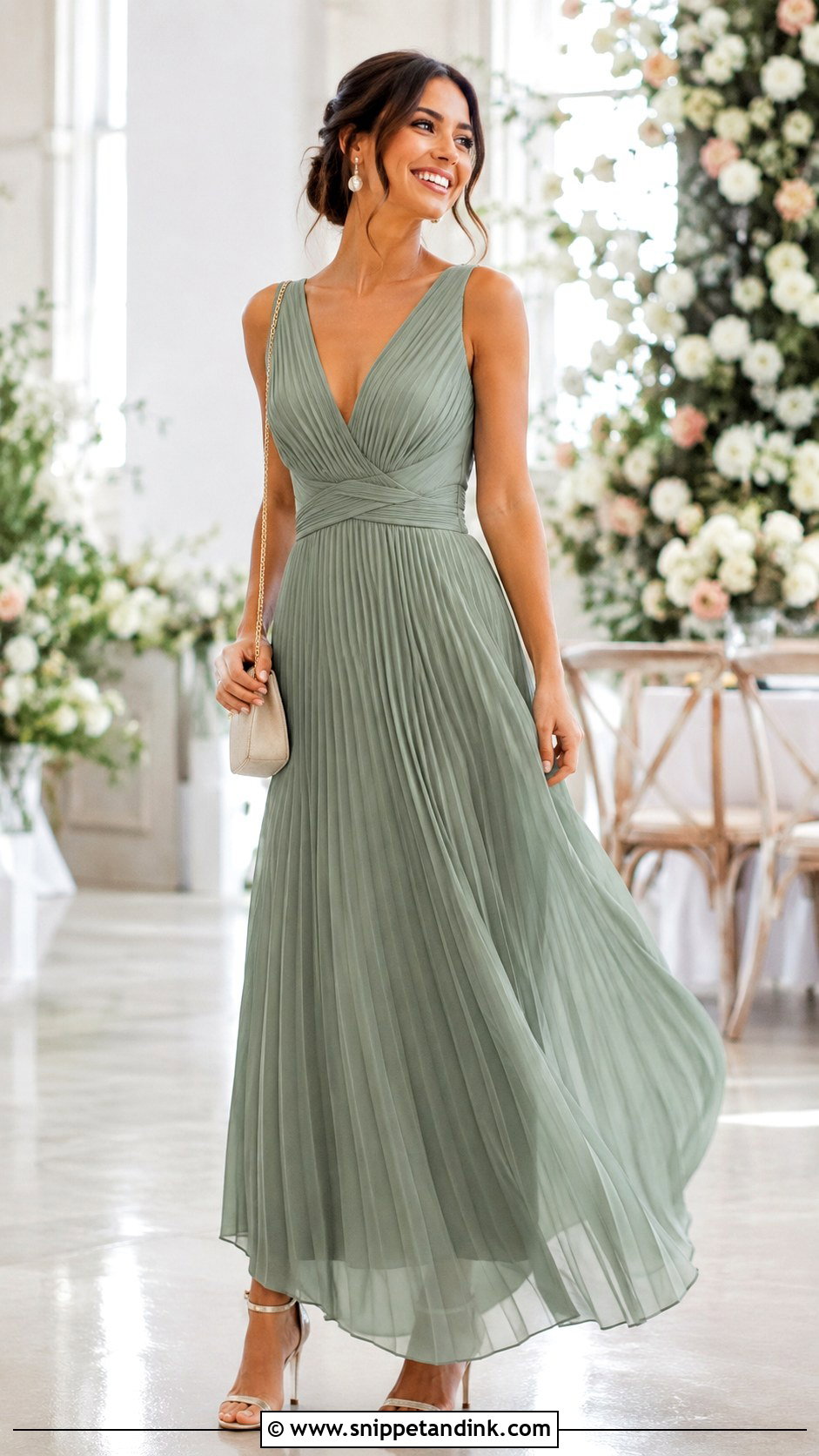 Pleated Maxi Dress Wedding Outfit - Snippet and Ink - 25 Latest Wedding Outfits for Women