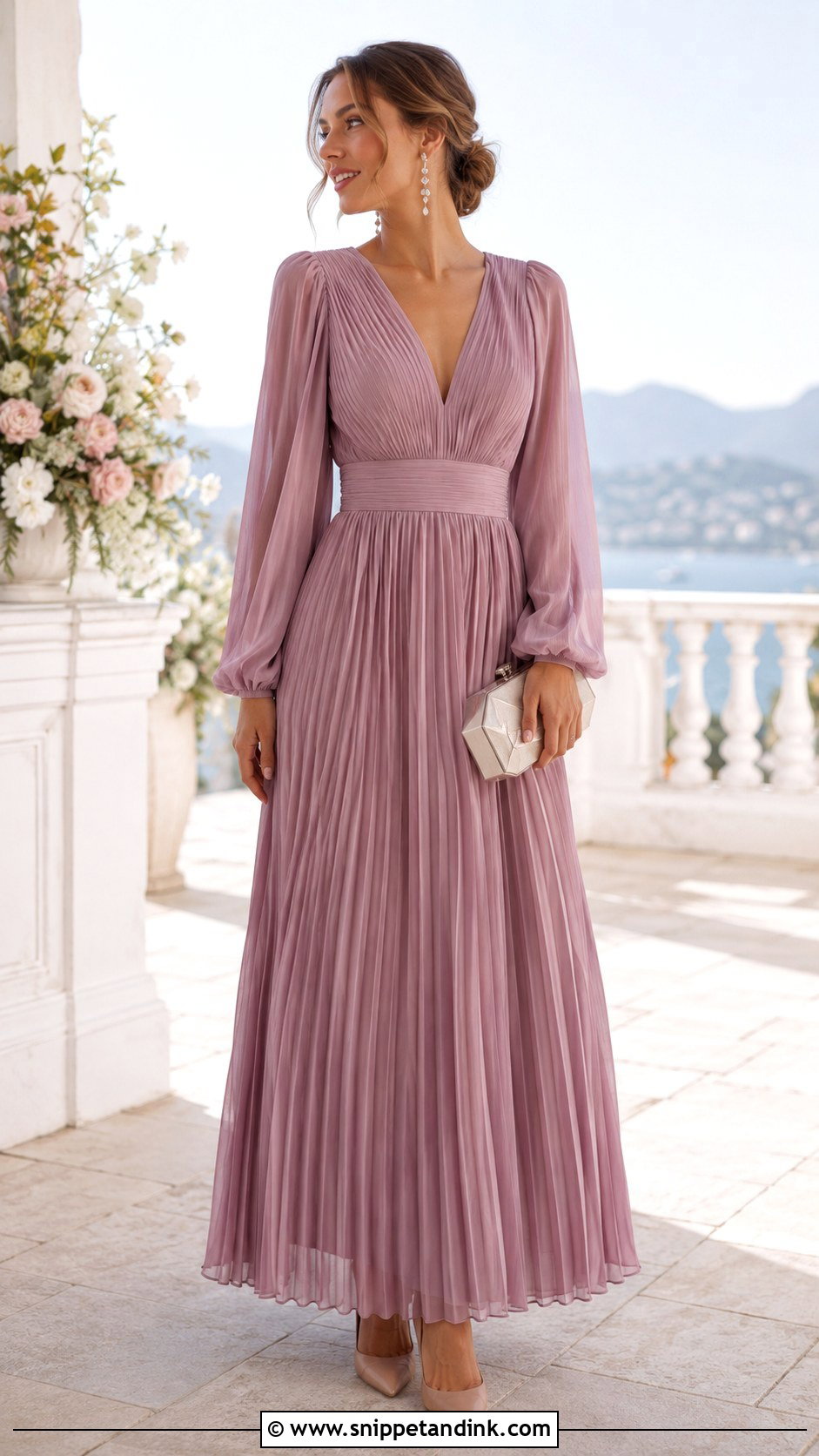Pleated Maxi Dress Wedding Outfit - Snippet and Ink - 25 Wedding Outfits Ideas