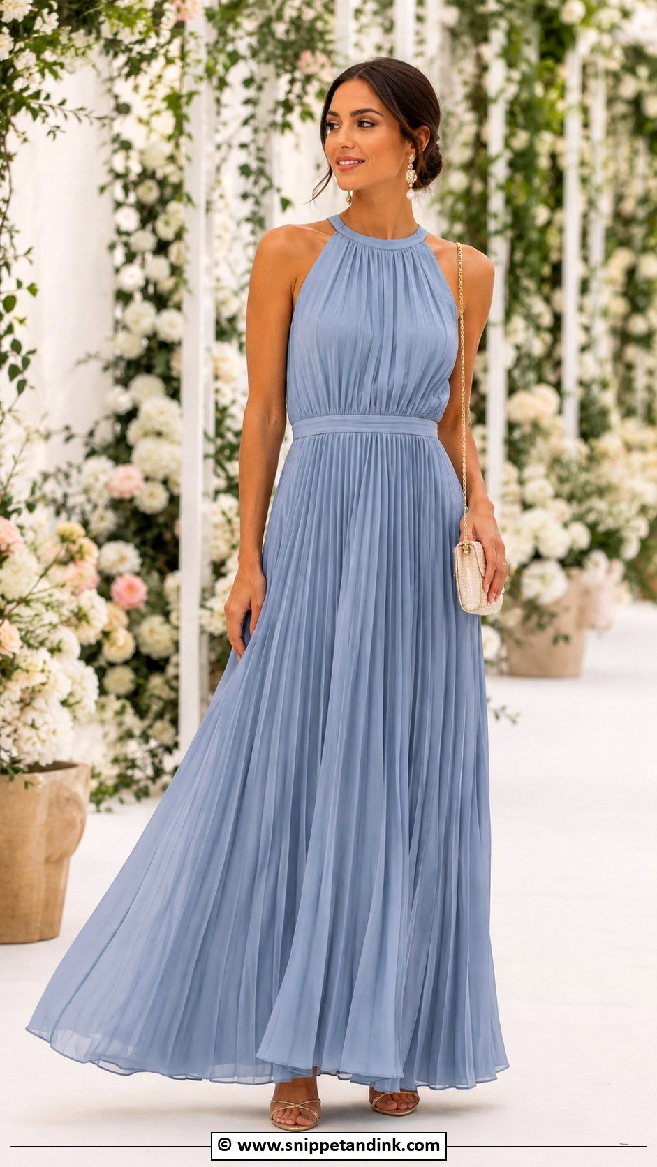 Pleated Maxi Dress Wedding Outfit For Bride Sister - Snippet and Ink - 30 Wedding Outfit for Brides Sister Ideas