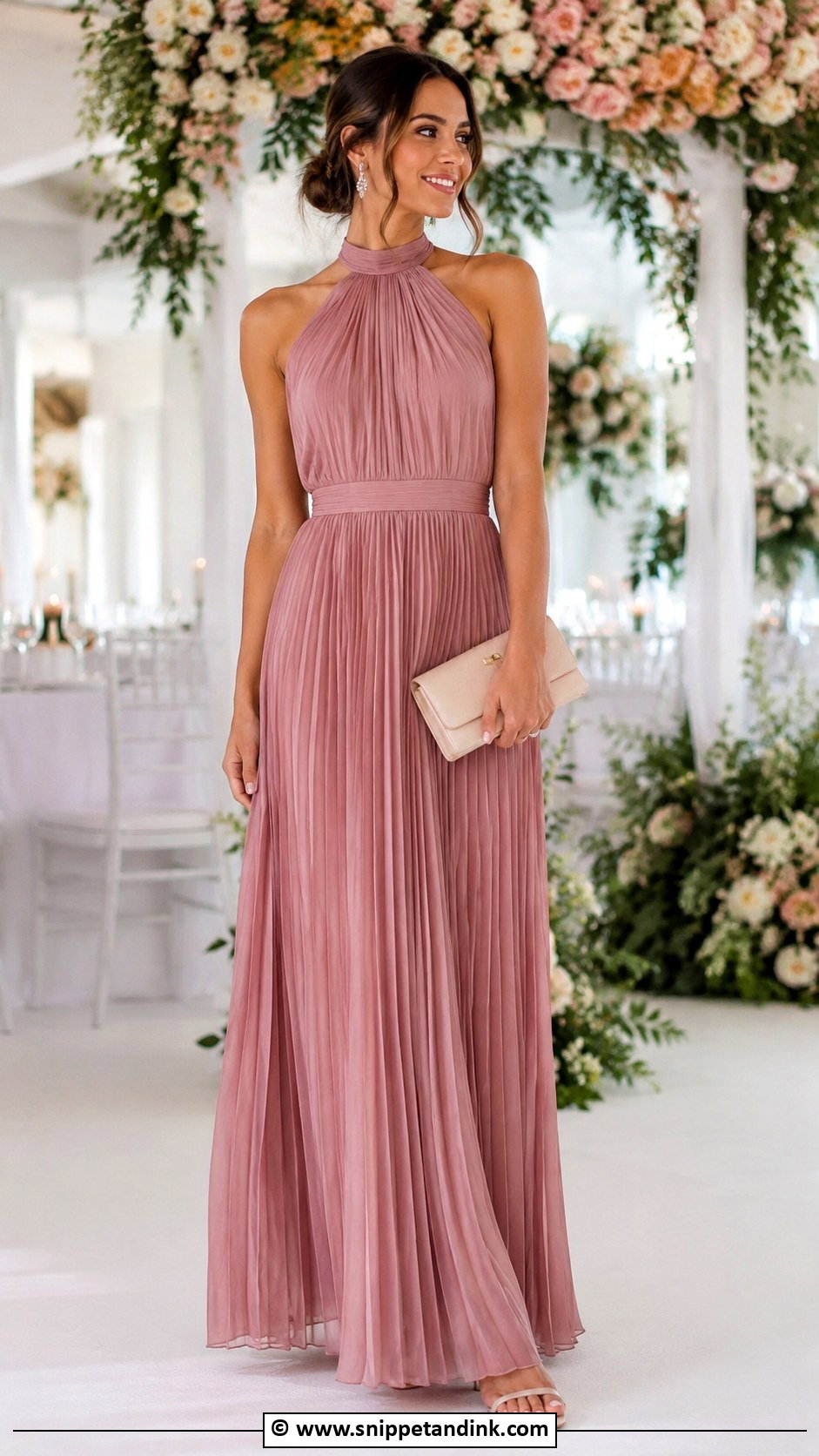 Pleated Maxi Dress Wedding Outfit - Snippet and Ink - 25 Wedding Outfit Women Ideas