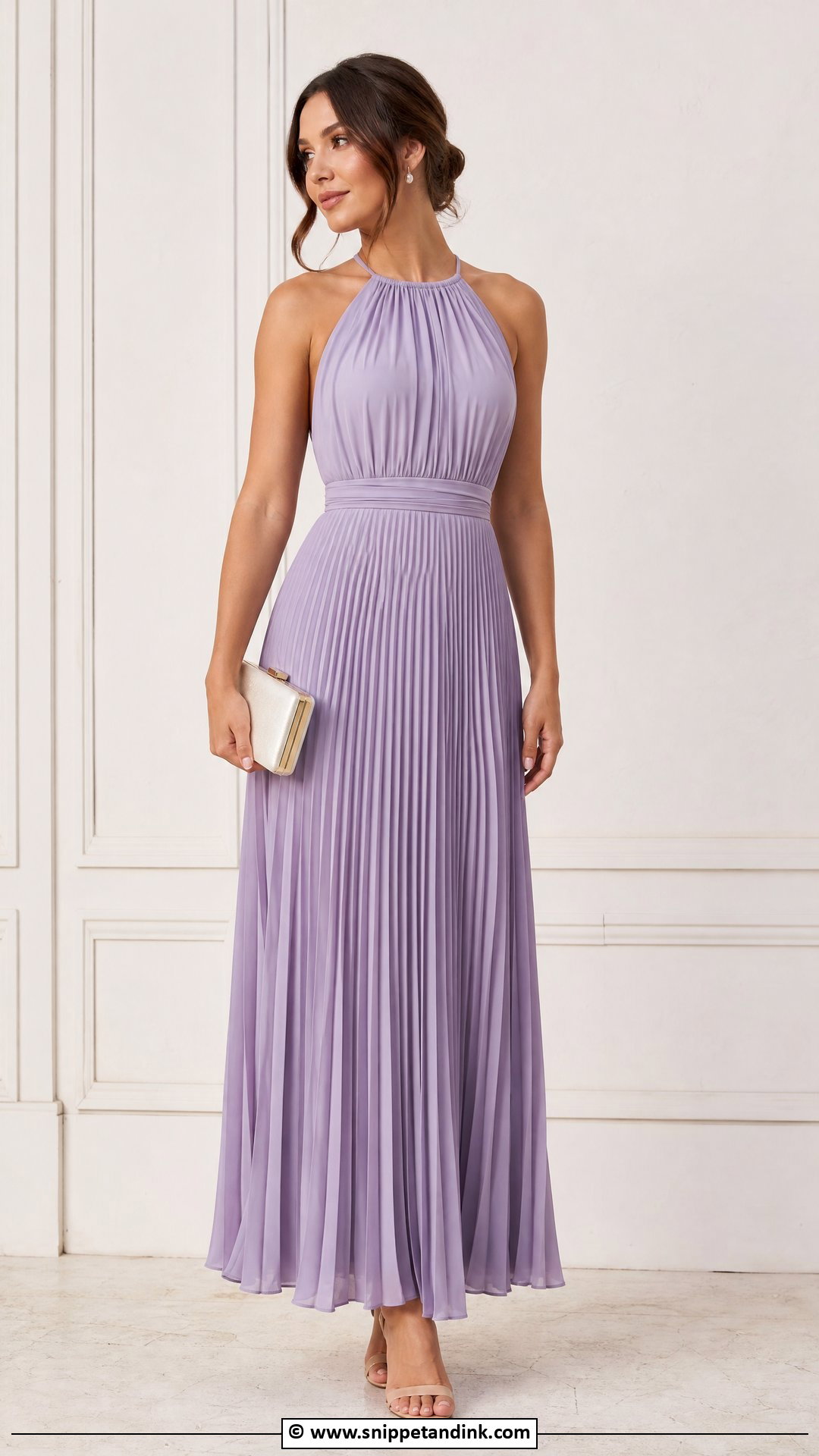 Pleated Maxi Dress Wedding Party Outfit - Snippet and Ink - 30 Wedding Party Outfits