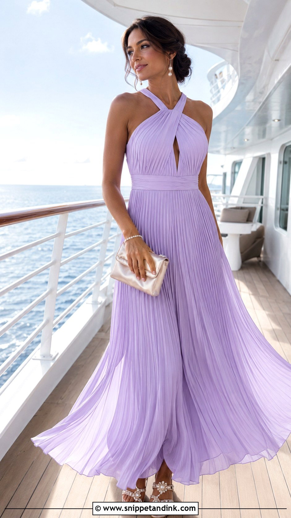 Pleated Maxi Honeymoon Dress With Embellished Flats - Snippet and Ink - 20 Dresses for Honeymoon