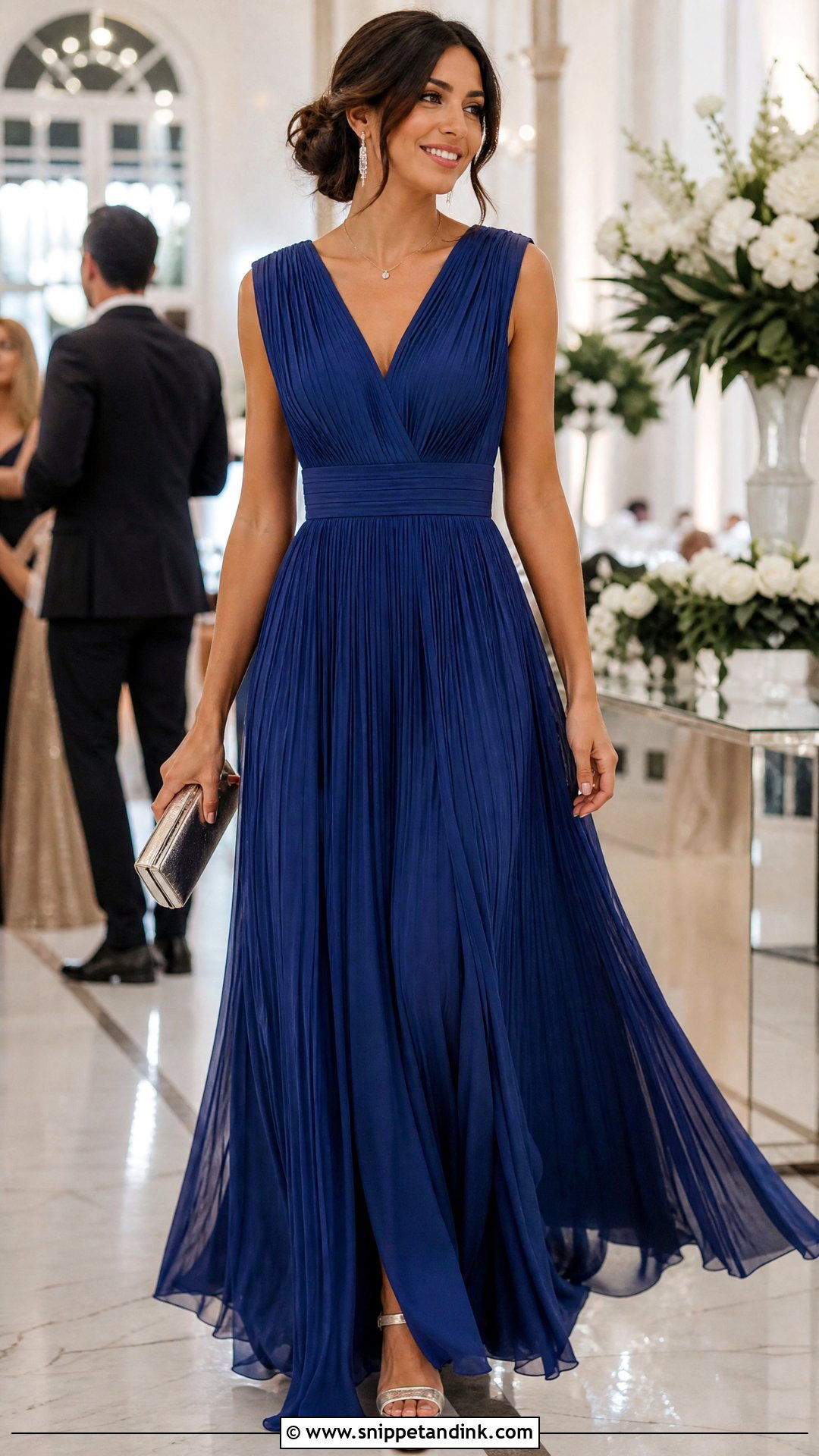 Pleated Maxi Wedding Guest Dress - Snippet and Ink - 20 Party Dresses for Women Wedding