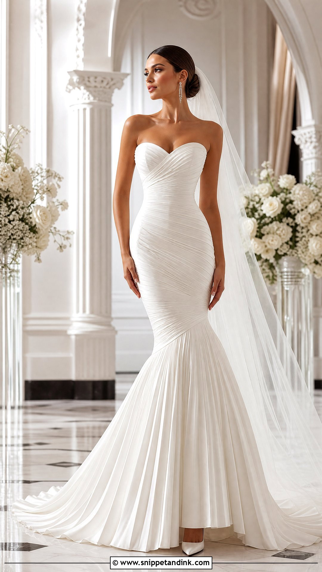Pleated Mermaid Wedding Dress - Snippet and Ink - 25 Pleated Wedding Dress Ideas