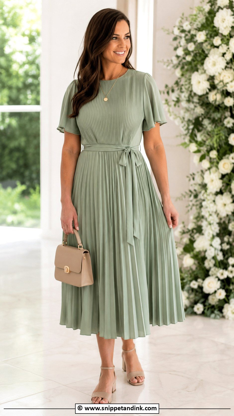 Pleated Midi Baptism Dress for Mom - Snippet and Ink - 25 Baptism Dress for Mom Ideas