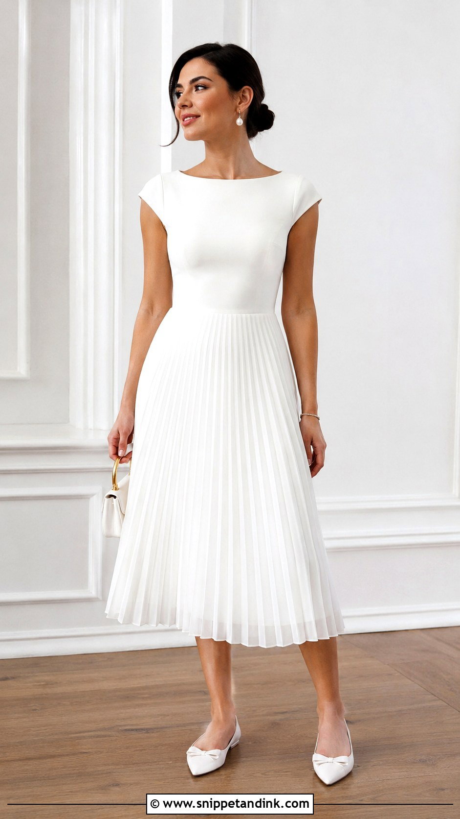 Pleated Midi Civil Wedding Dress With Pointed Flats - Snippet and Ink - 25 Civil Wedding Dress Simple Midi Ideas