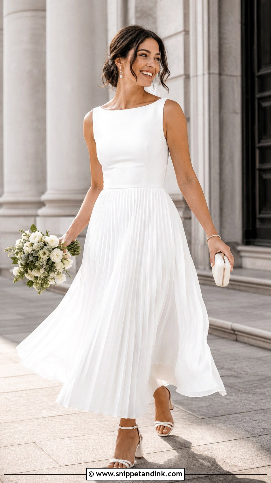 Pleated Midi Court Wedding Dress - Snippet and Ink - 20 Dress for Court Wedding Ideas