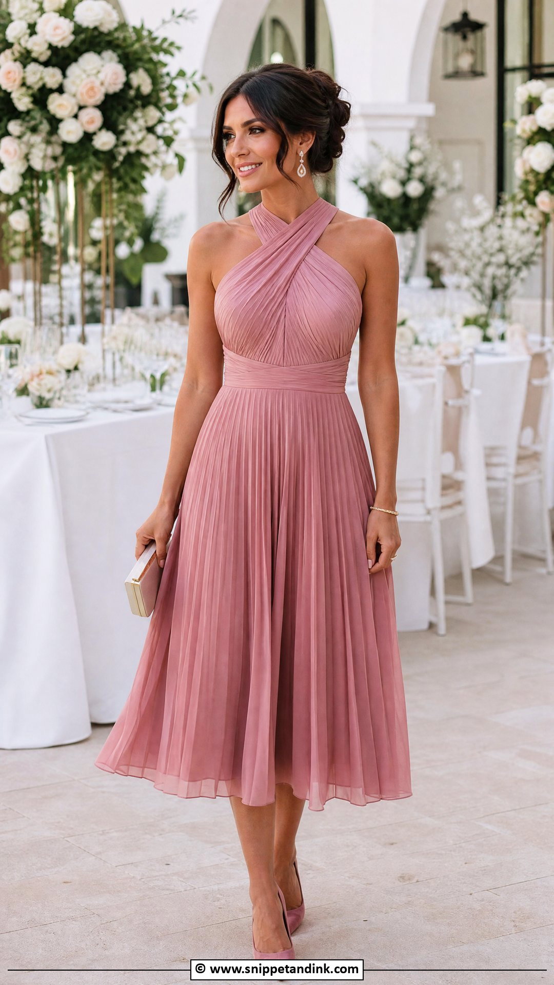 Pleated Midi Dress For Wedding - Snippet and Ink - 35 Dress for Wedding Ideas