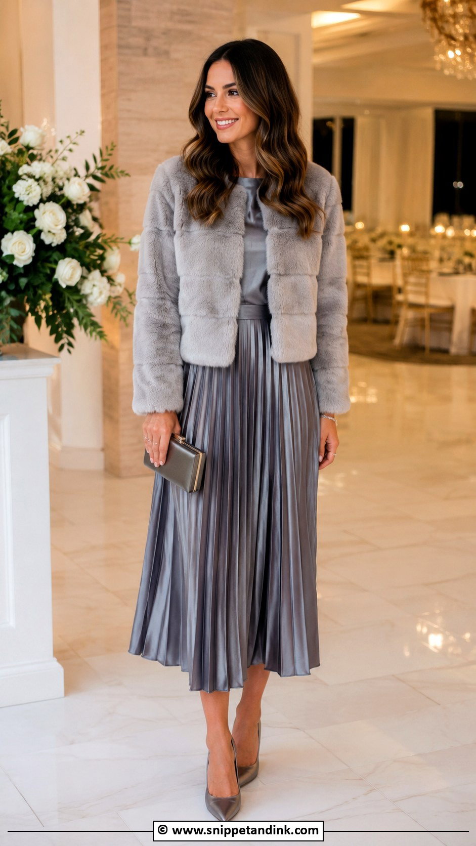 Pleated Midi Dress For Winter Wedding - Snippet and Ink - 25 Winter Wedding Dresses