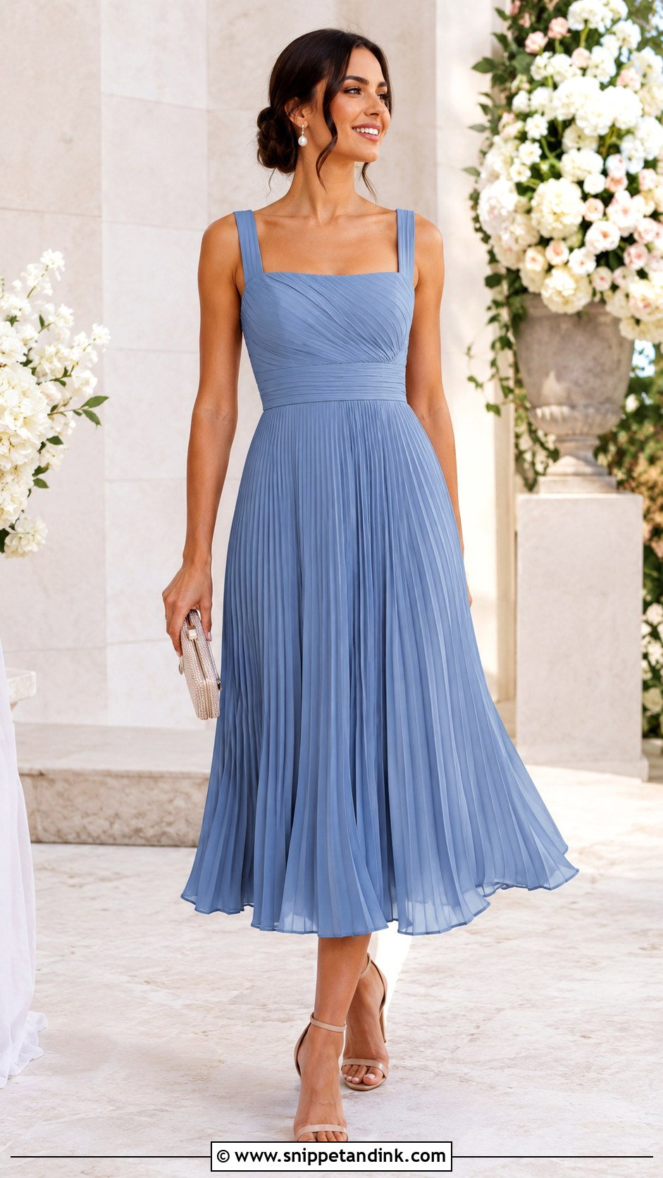 Pleated Midi Dress for Wedding - Snippet and Ink - 25 Best Dress for Wedding Ideas