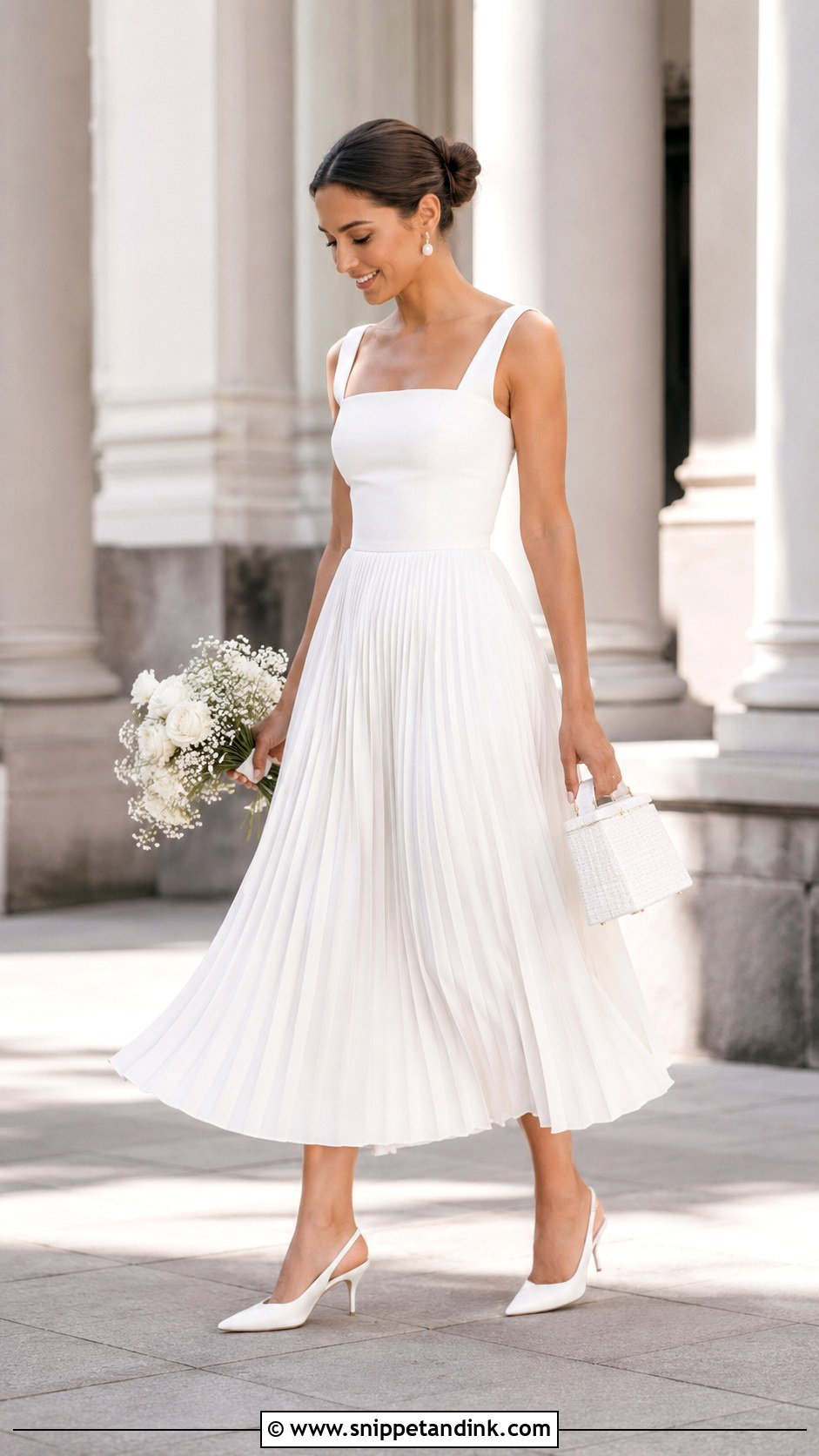 Pleated Midi Registry Wedding Dress - Snippet and Ink - 25 Registry Wedding Dress Ideas