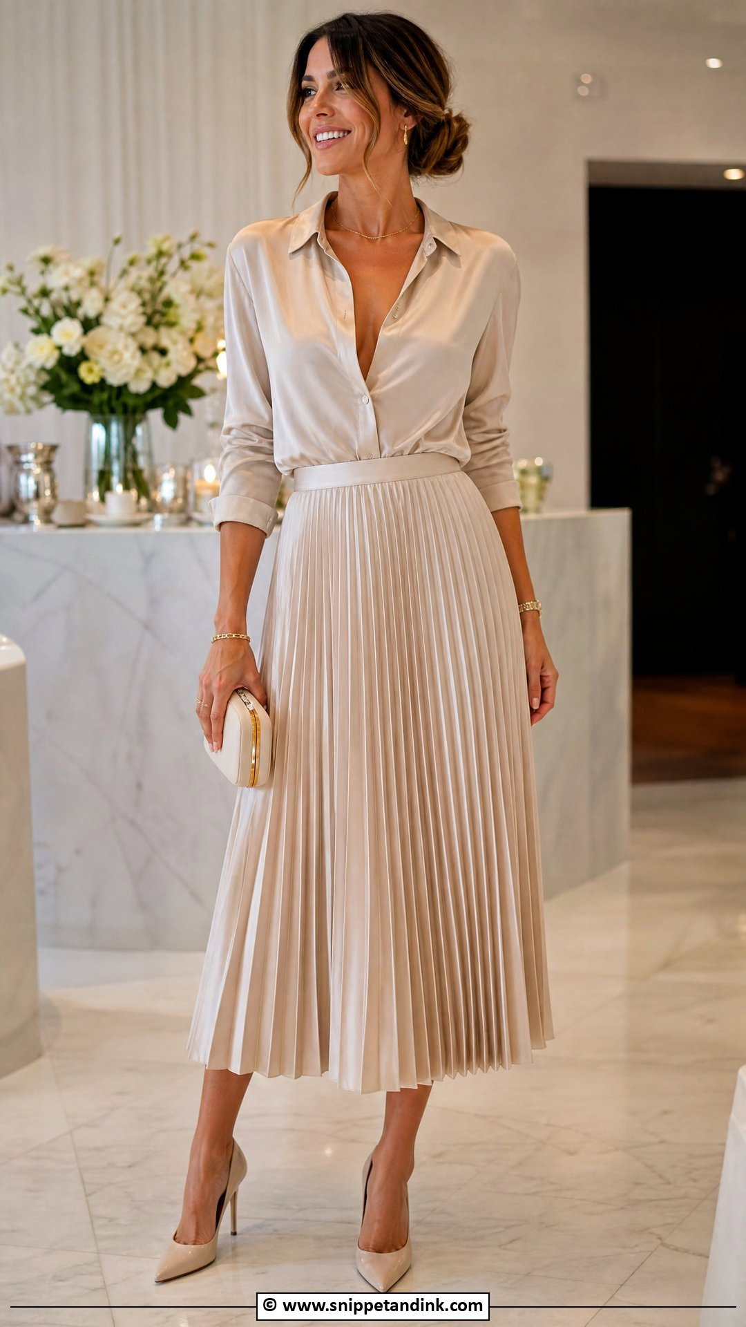 Pleated Midi Skirt Wedding Guest Outfit - Snippet and Ink - 30 What to Wear to a Wedding Ideas