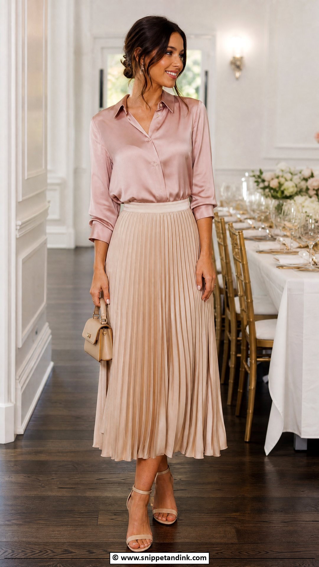 Pleated Midi Skirt Wedding Outfit - Snippet and Ink - 30 Weeding Dressing Woman Ideas