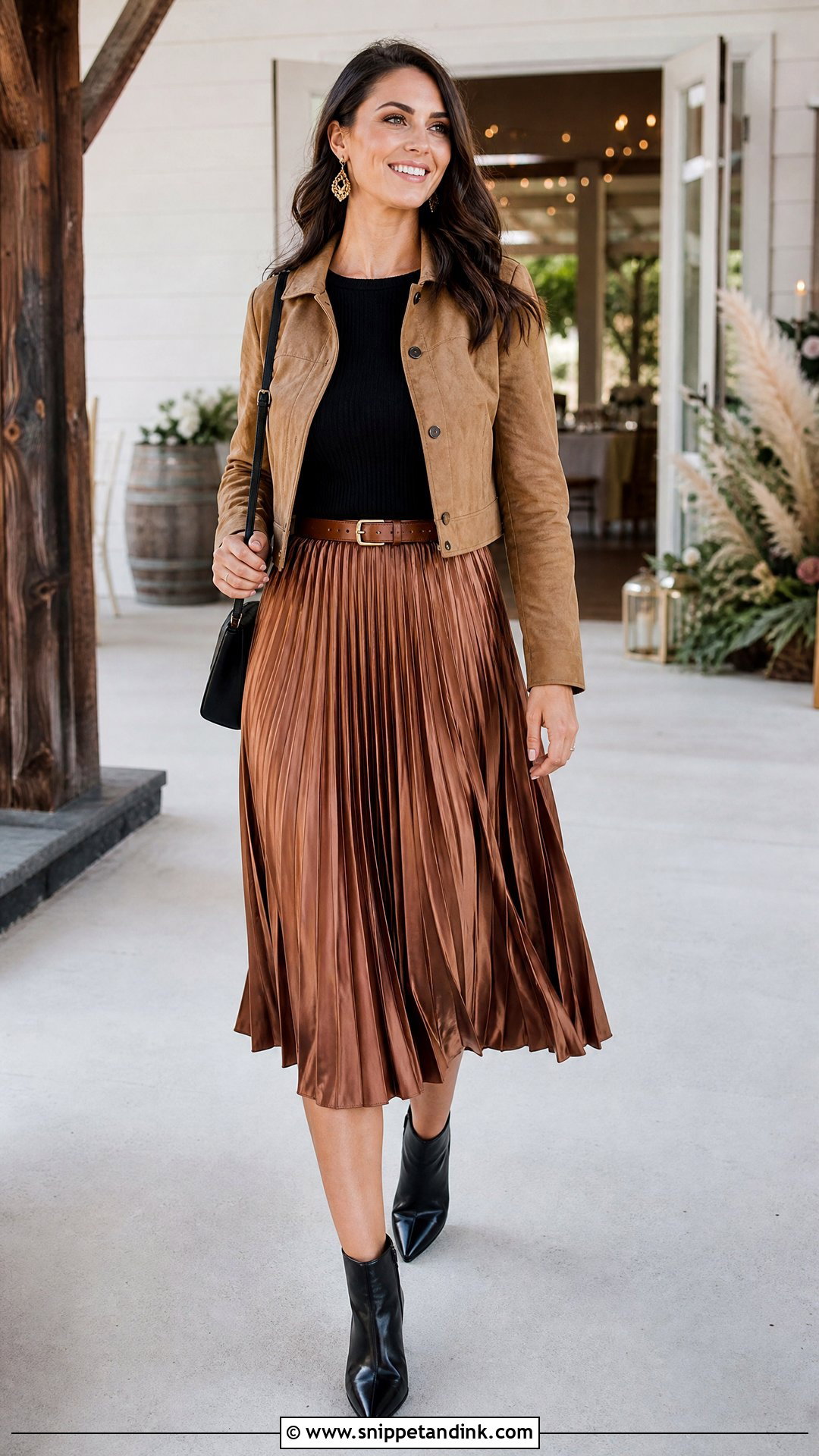 Pleated Midi Skirt Western Wedding Outfit - Snippet and Ink - 20 Western Outfits for Wedding
