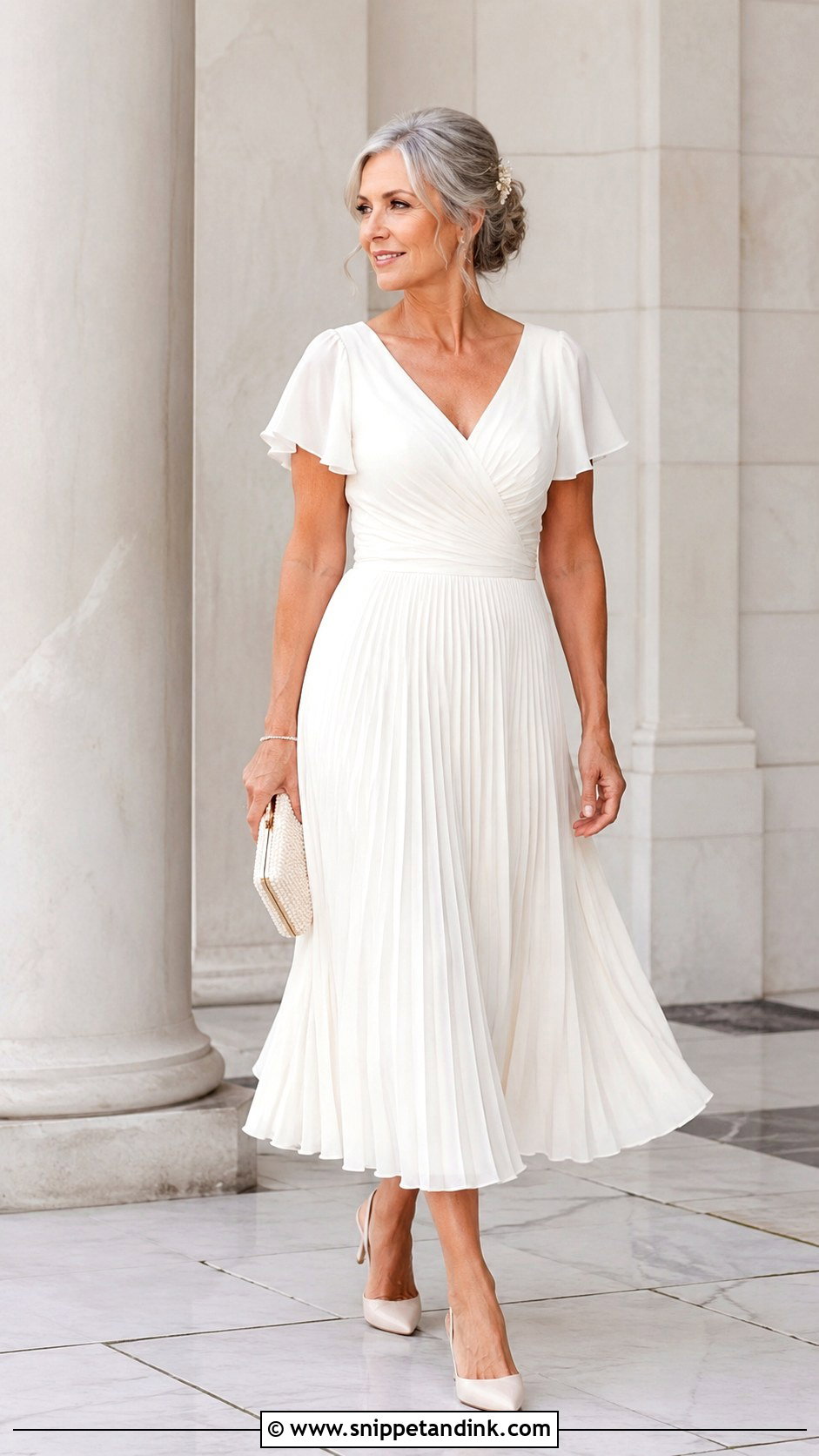 Pleated Midi Wedding Dress - Snippet and Ink - 20 2nd Marriage Wedding Dress Older Bride Ideas