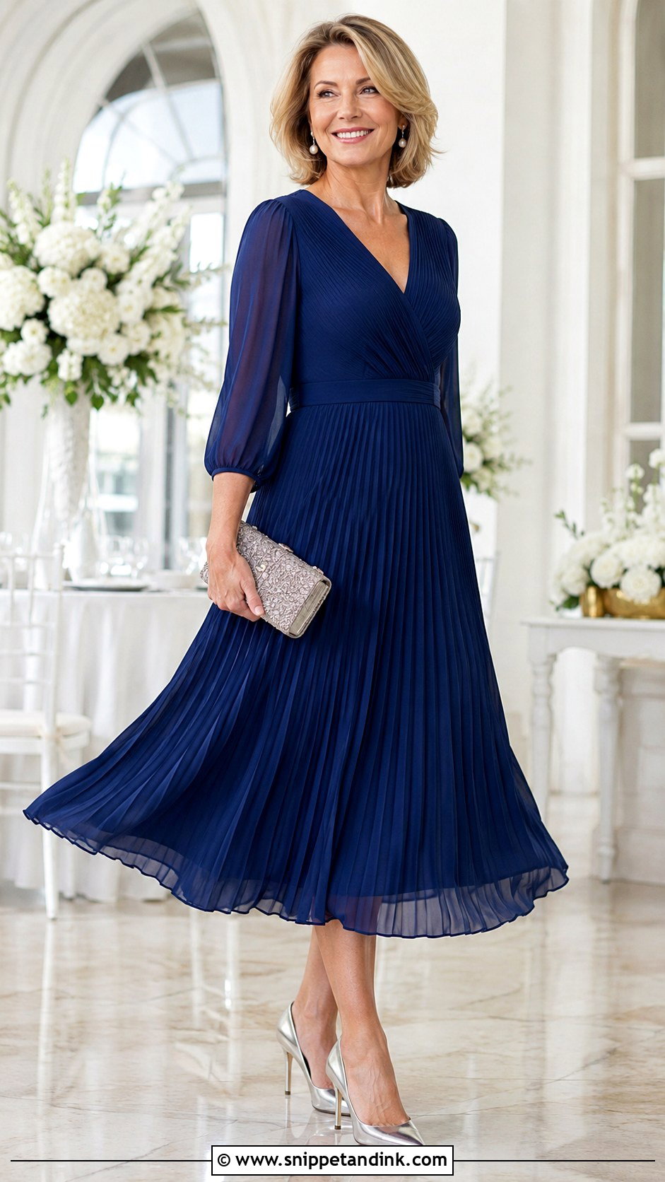 Pleated Midi Wedding Outfit - Snippet and Ink - 20 Cute Wedding Outfits